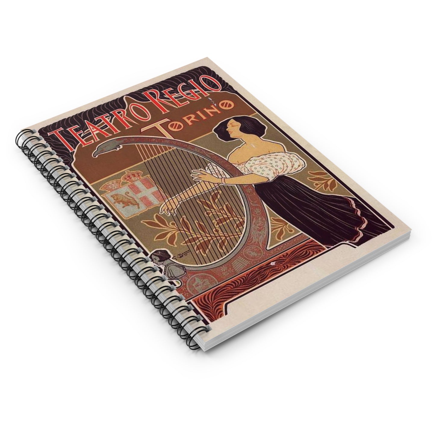 Affiche italienne pour le "Théâtre royal de Turin" Spiral Bound Ruled Notebook with Printed Cover
