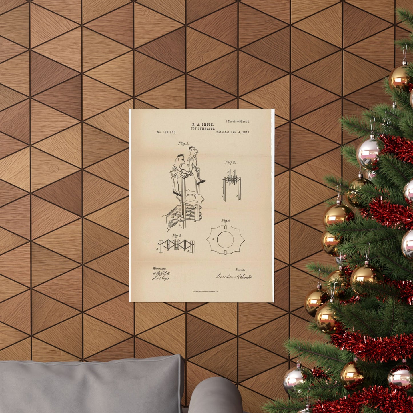 Patent drawing - for a Toy Gymnast Public domain image High Quality Matte Wall Art Poster for Home, Office, Classroom