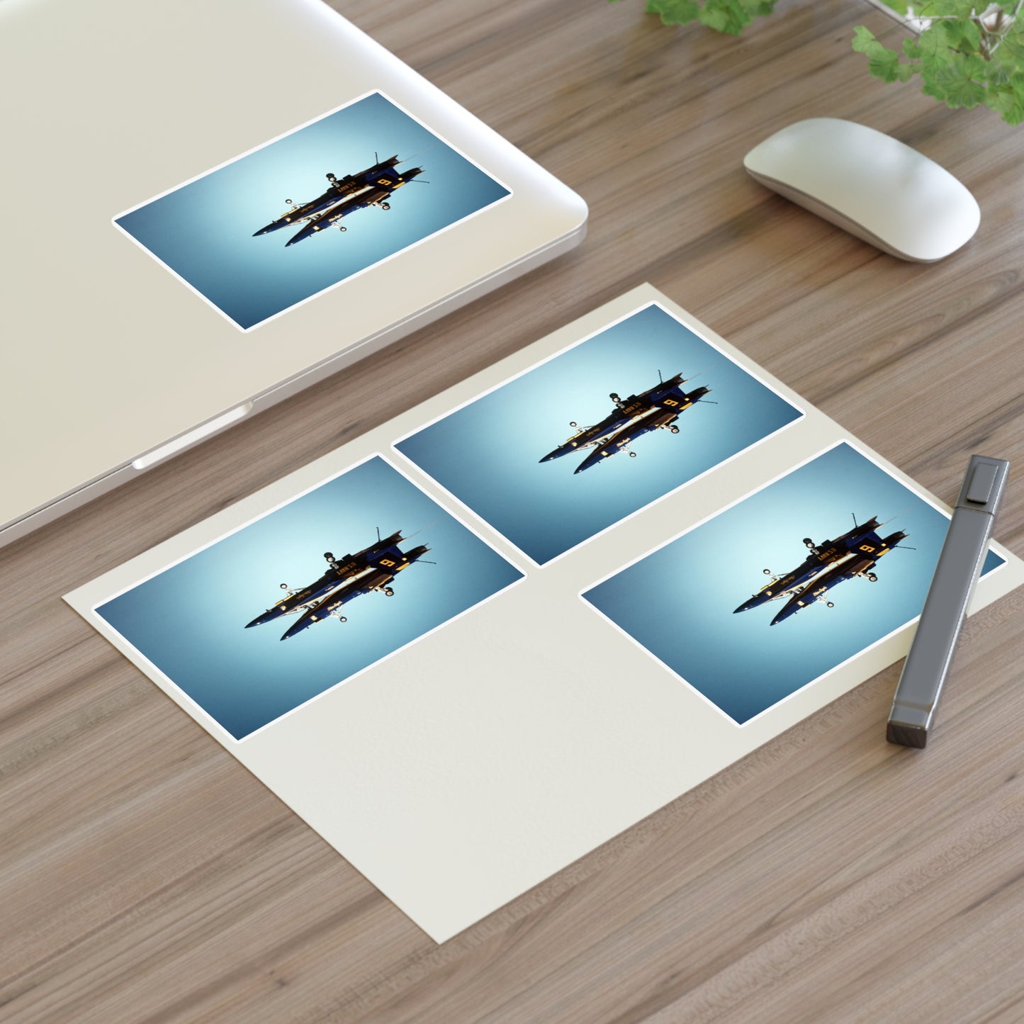 Two F/A-18A Hornet aircraft of the Blue Angels Flight Demonstration Squadron execute the Fortus maneuver during an air show Laminated UV Protective Vinyl Stickers