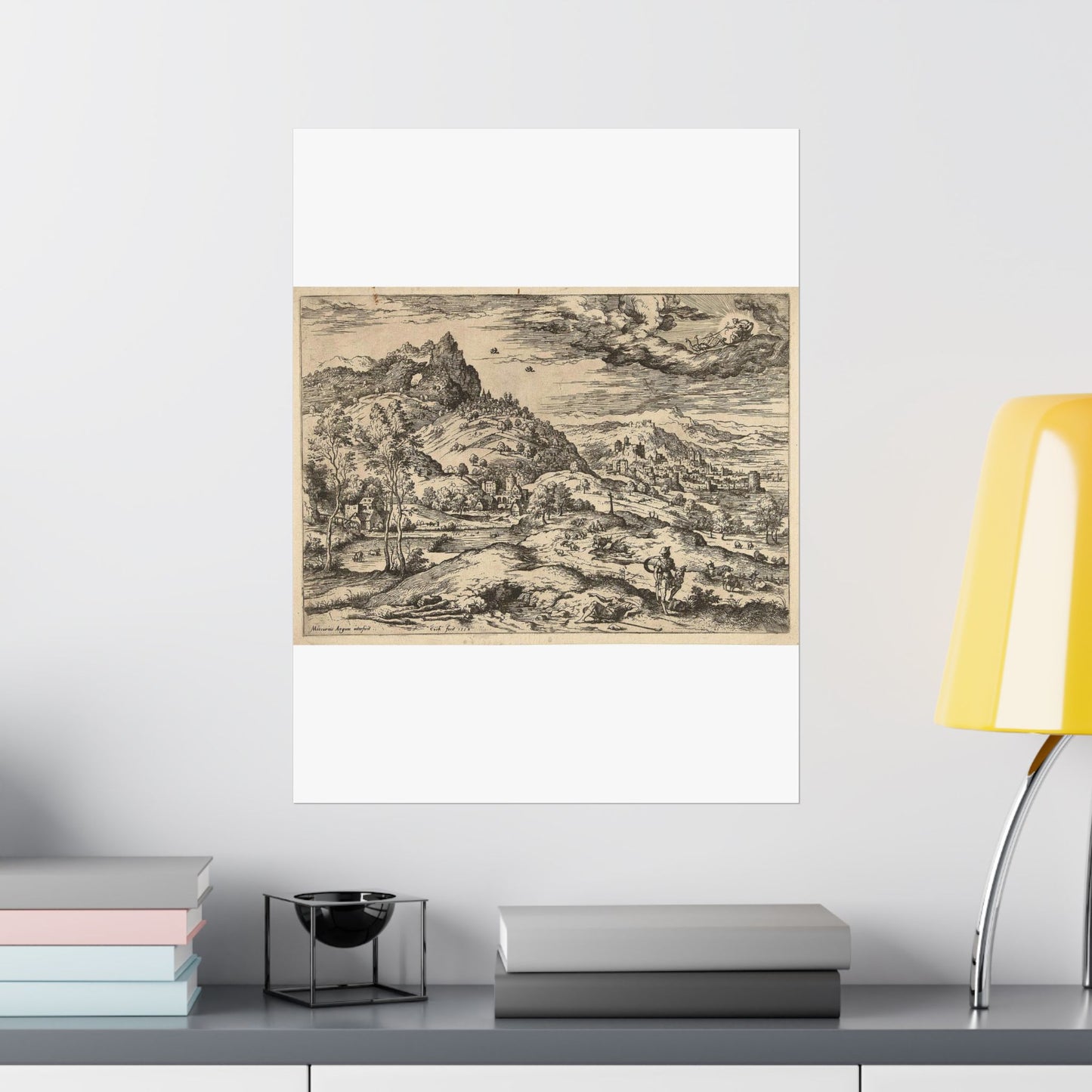 Hieronymus Cock - Mercurius met het hoofd van Argus High Quality Matte Wall Art Poster for Home, Office, Classroom