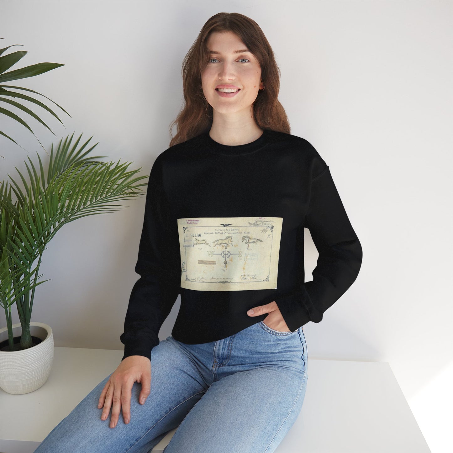 Patent drawing - Drawing of an Improved Method of Constructing Vanes Public domain image Black Heavy Blend Adult Crew Neck SweatShirt