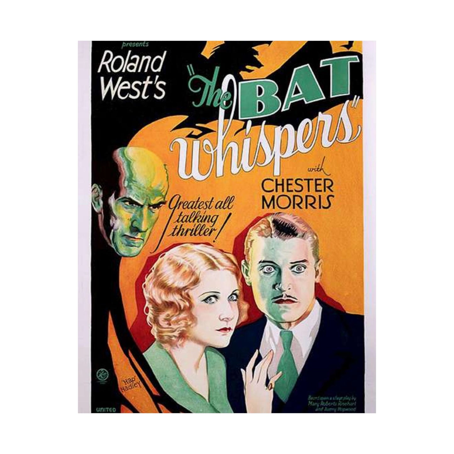 Batwhispers movie poster - Art Deco public domain image High Quality Matte Wall Art Poster for Home, Office, Classroom