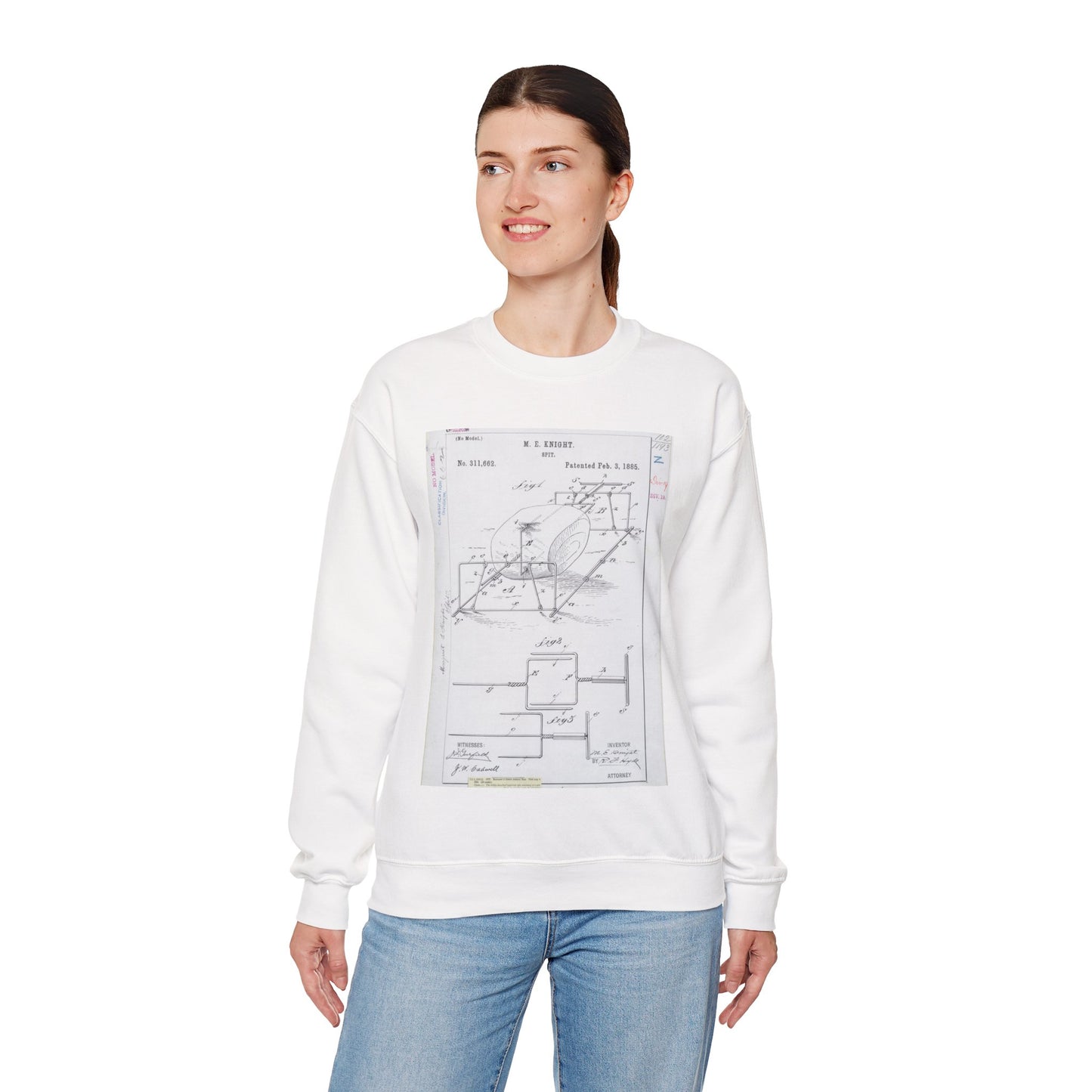 Patent drawing - for M. E. Knight's Spit Public domain image White Heavy Blend Adult Crew Neck SweatShirt