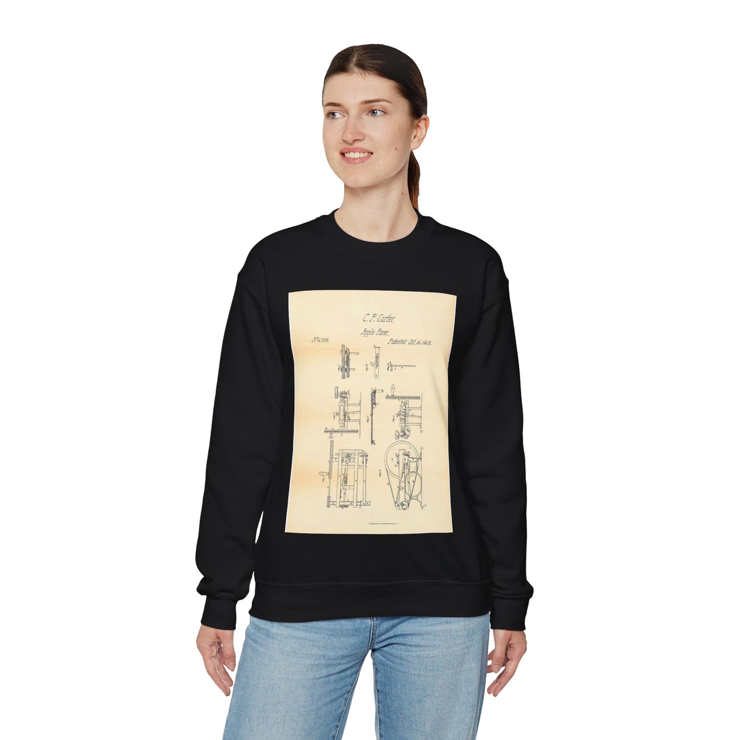 Patent Case File No. 6,789, Apple Parer, Inventor- Charles P. Carter - DPLA - 767ebd87a454e3f6cee54bd427792b6e (page 12) Black Heavy Blend Adult Crew Neck SweatShirt