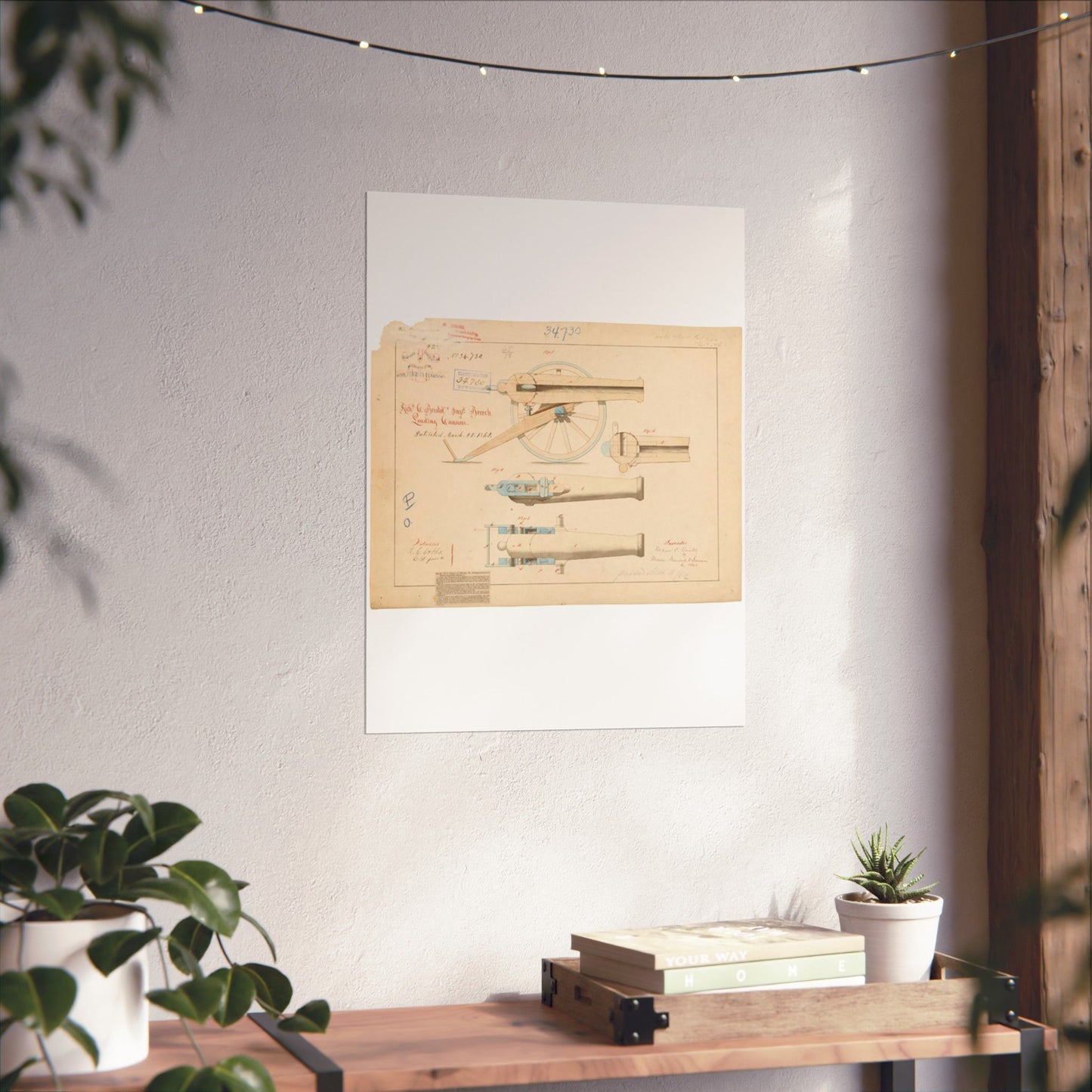 Patent drawing - Drawing of Improved Breech Loading Cannon Public domain image High Quality Matte Wall Art Poster for Home, Office, Classroom