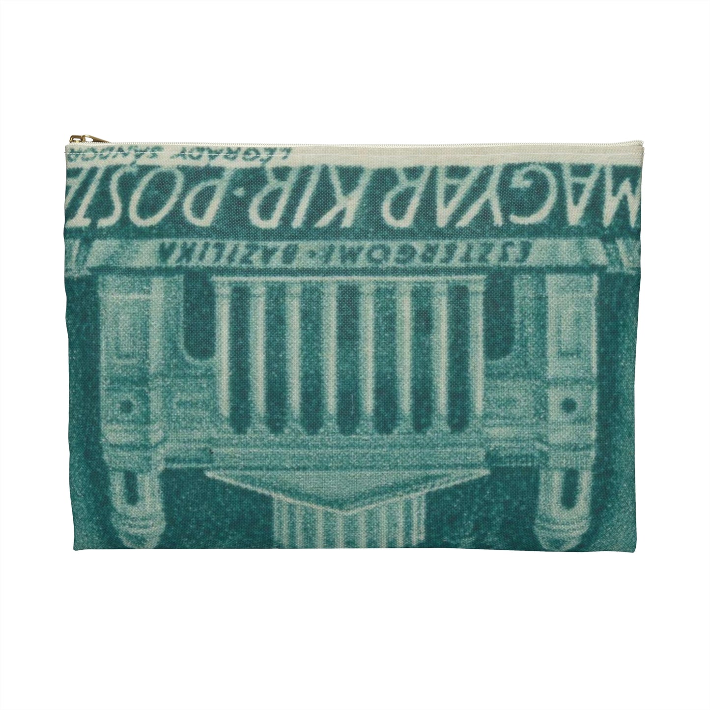 Frimärke ur Gösta Bodmans filatelistiska motivsamling, påbörjad 1950.Frimärke från Ungern, 1939. Motiv av Basilikan i Eszergom. Large Organizer Pouch with Black Zipper