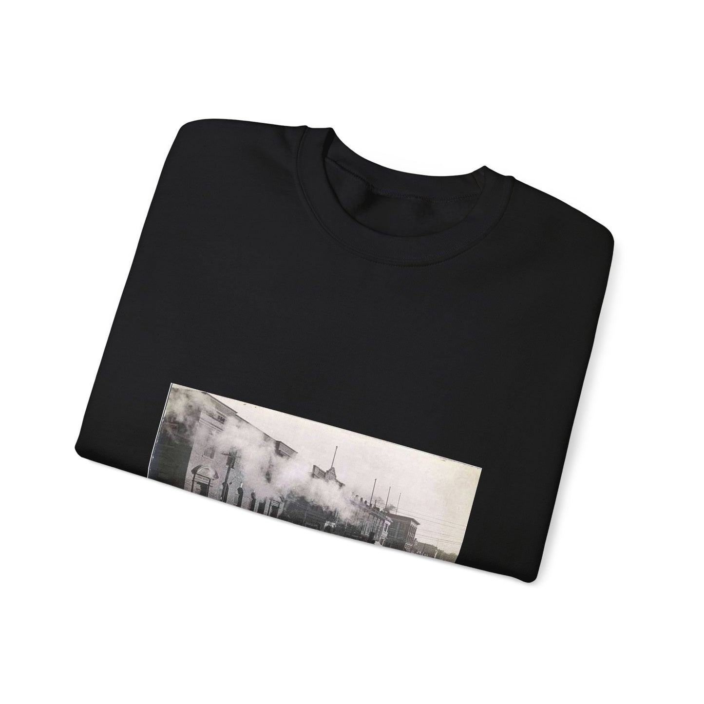 Laying Asphalt, all workers and equipment in view (NBY 10449) Black Heavy Blend Adult Crew Neck SweatShirt