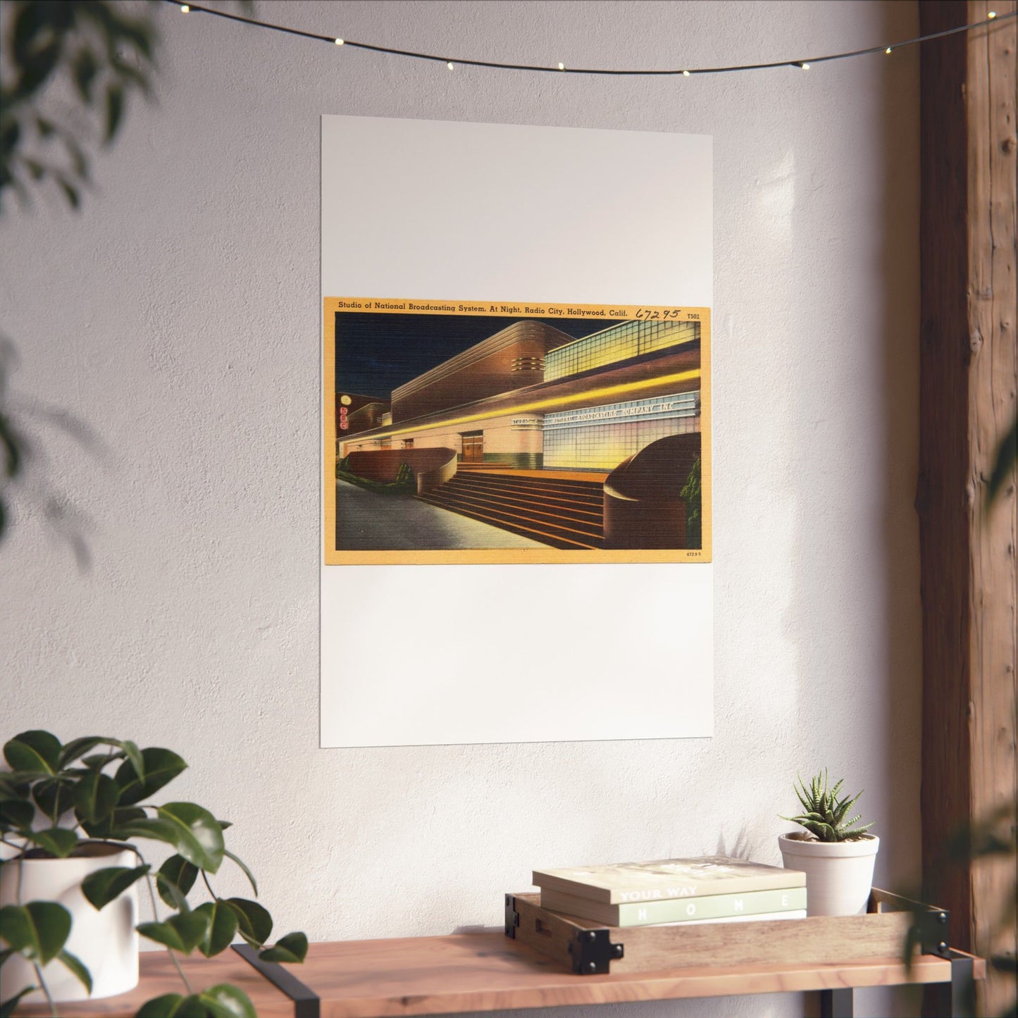 Studio of National Broadcasting System, at night, Radio City, Hollywood, Calif. High Quality Matte Wall Art Poster for Home, Office, Classroom