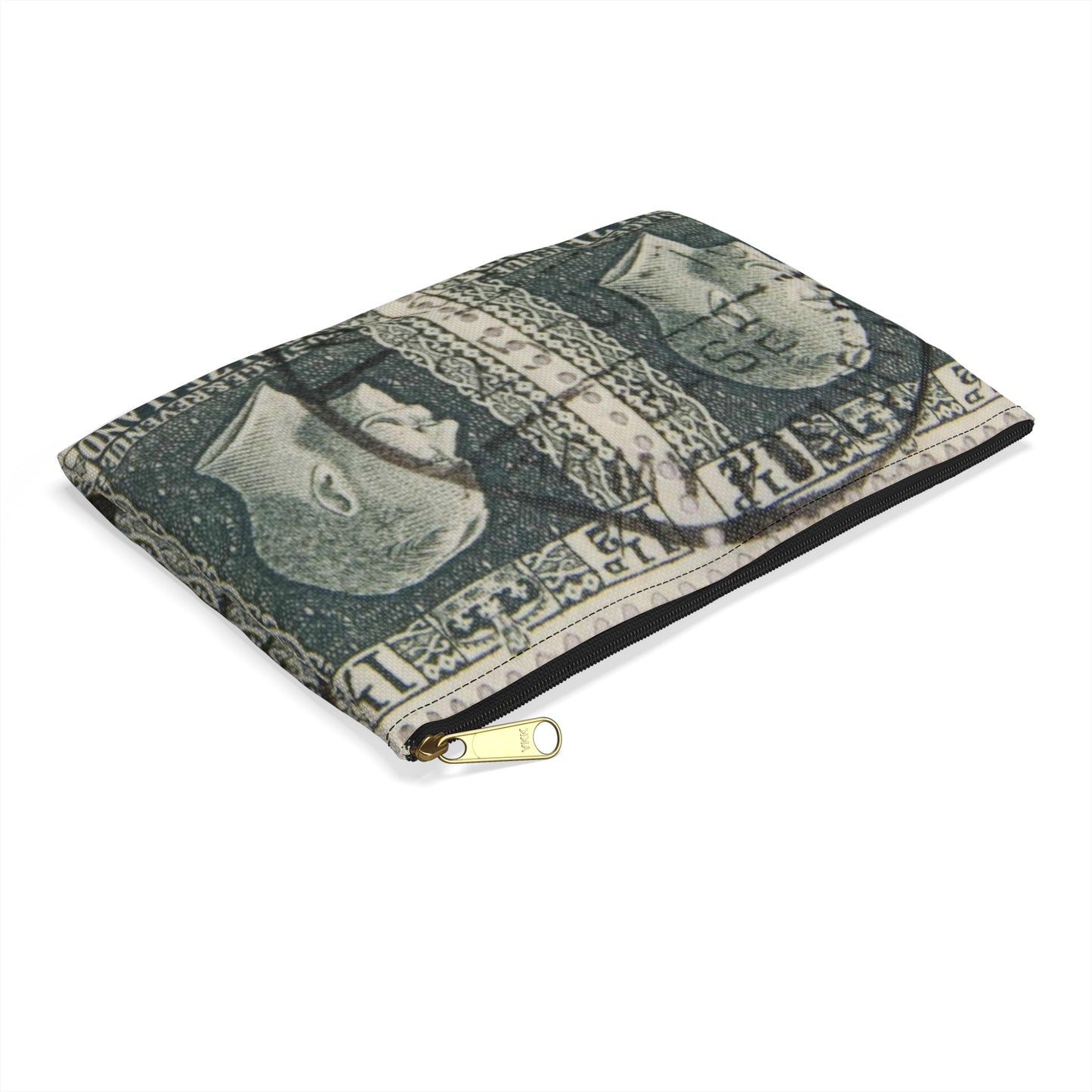 Block of one and a half penny 'King George V' definitive stamps in grey slate Large Organizer Pouch with Black Zipper
