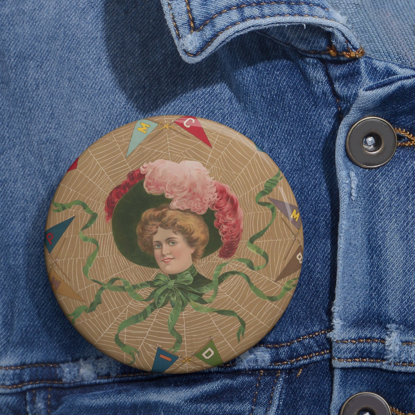 College widow - Print, Library of Congress collection Pin Buttons with Crisp Design