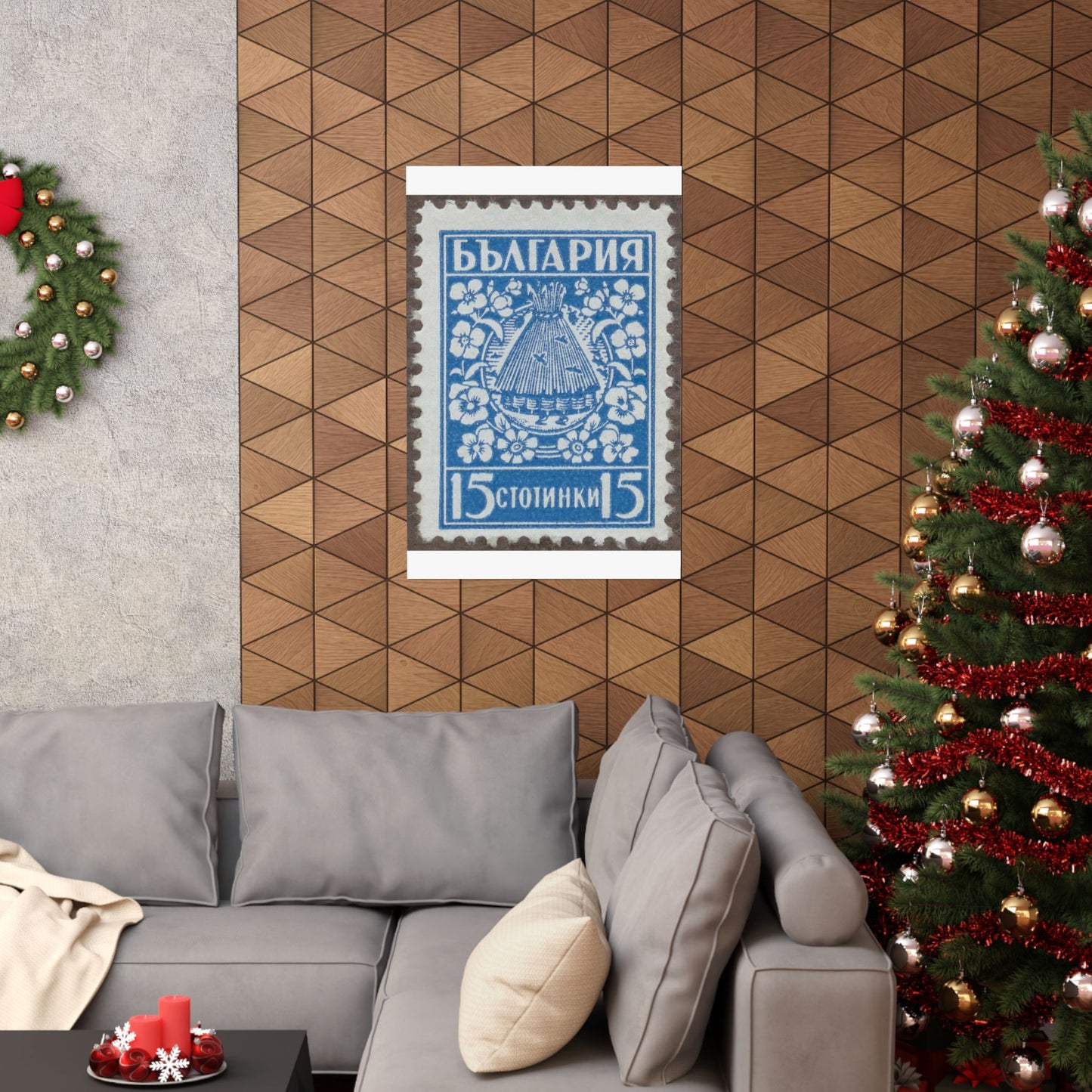 Frimärke ur Gösta Bodmans filatelistiska motivsamling, påbörjad 1950.Frimärke från Bulgarien, 1940. Motiv av bikupa. "Lanbrukspropaganda". High Quality Matte Wall Art Poster for Home, Office, Classroom
