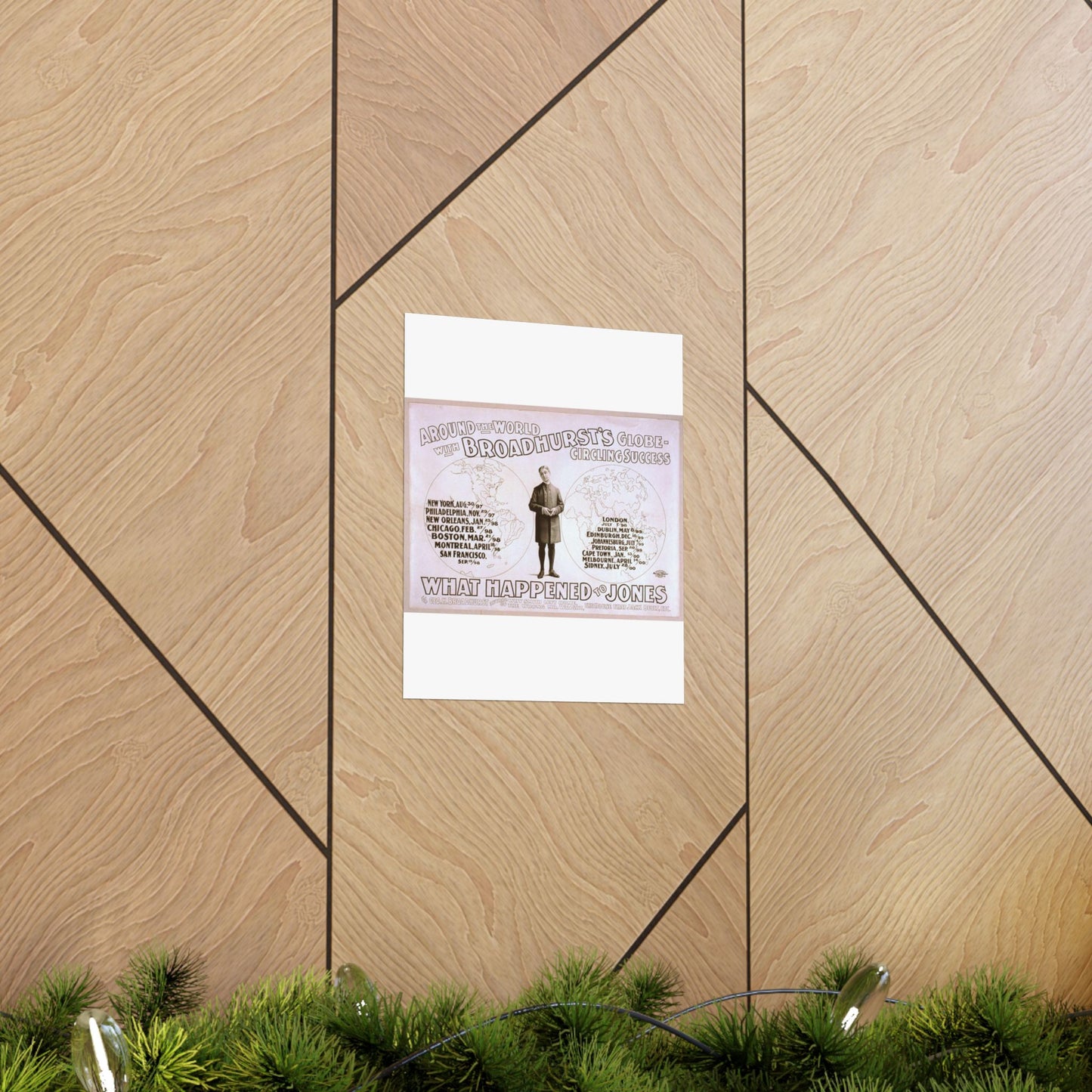 Around the world with Broadhurst's globe-circling success, What happened to Jones by George H. Broadhurst, author of Why Smith left home, The wrong Mr. Wright, The house that Jack built, etc. High Quality Matte Wall Art Poster for Home, Office, Classroom