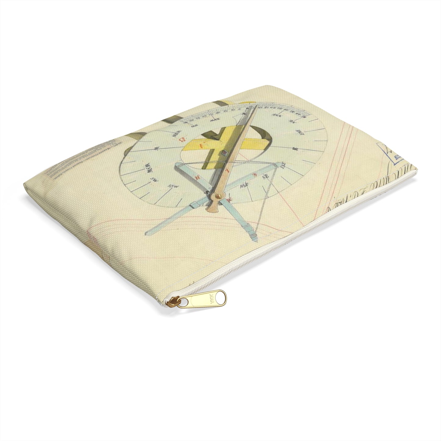 Patent drawing - Drawing of Marine Compasses Public domain image Large Organizer Pouch with Black Zipper