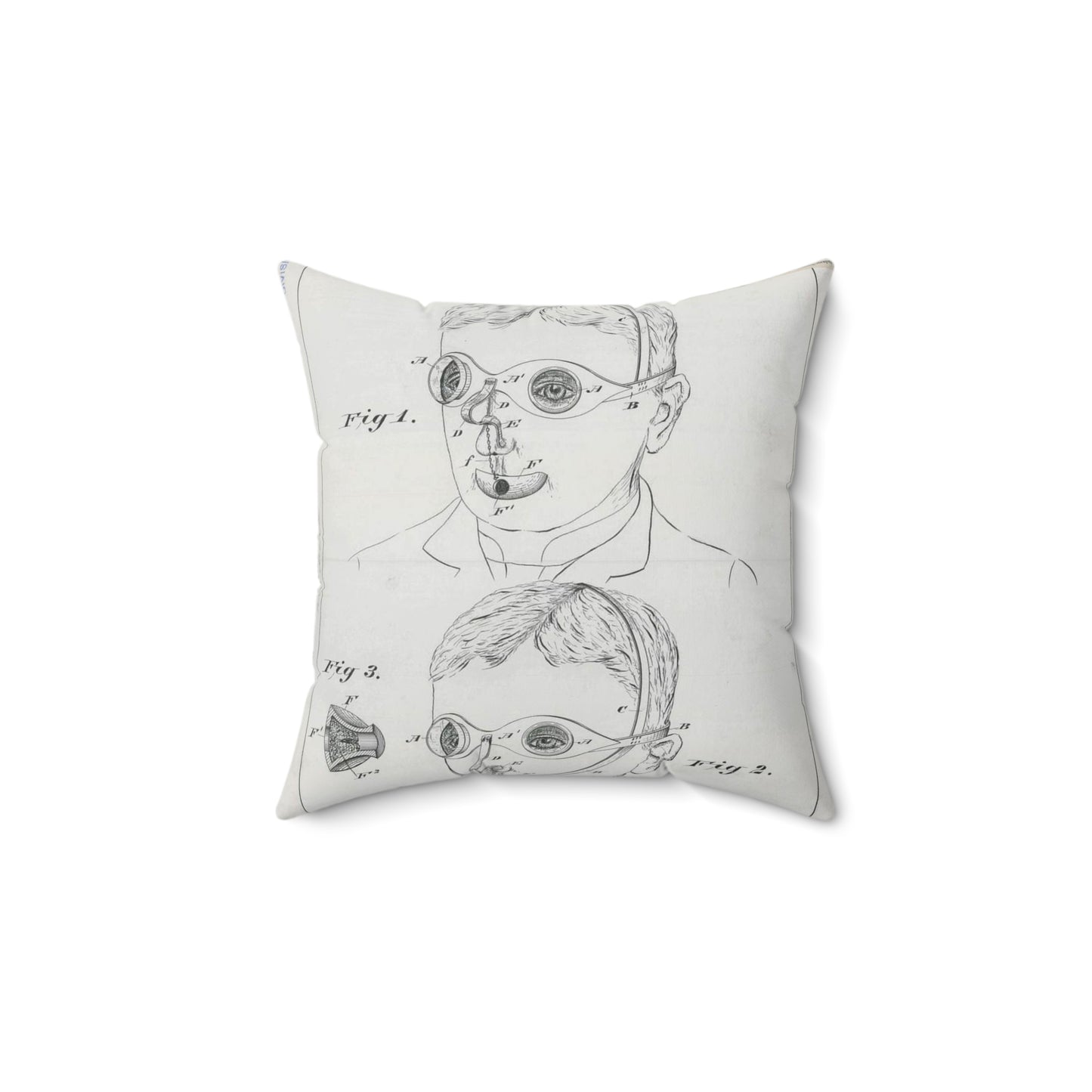 Patent drawing - for C. McIntosh's Fire Mask Public domain image Decorative Accent Square Pillow