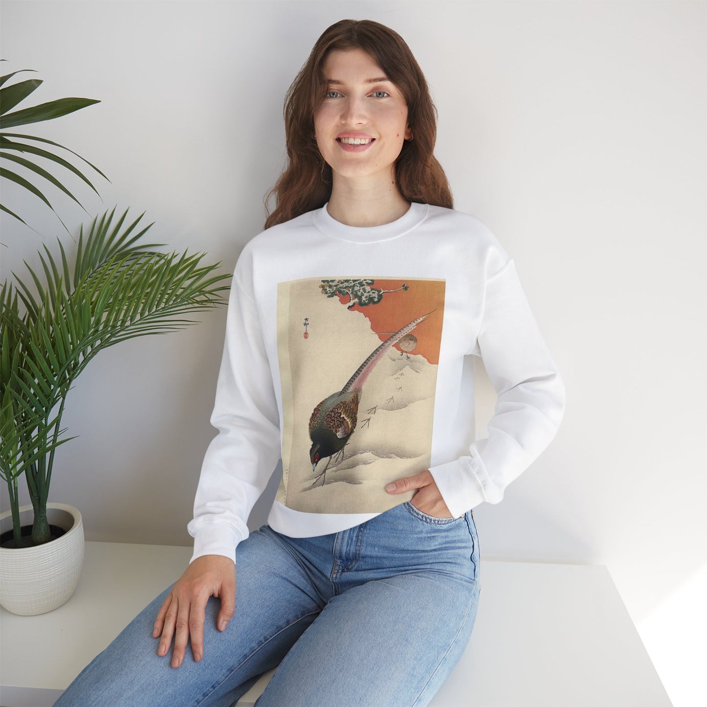 Koson - a-pair-of-pheasants-in-the-snow White Heavy Blend Adult Crew Neck SweatShirt