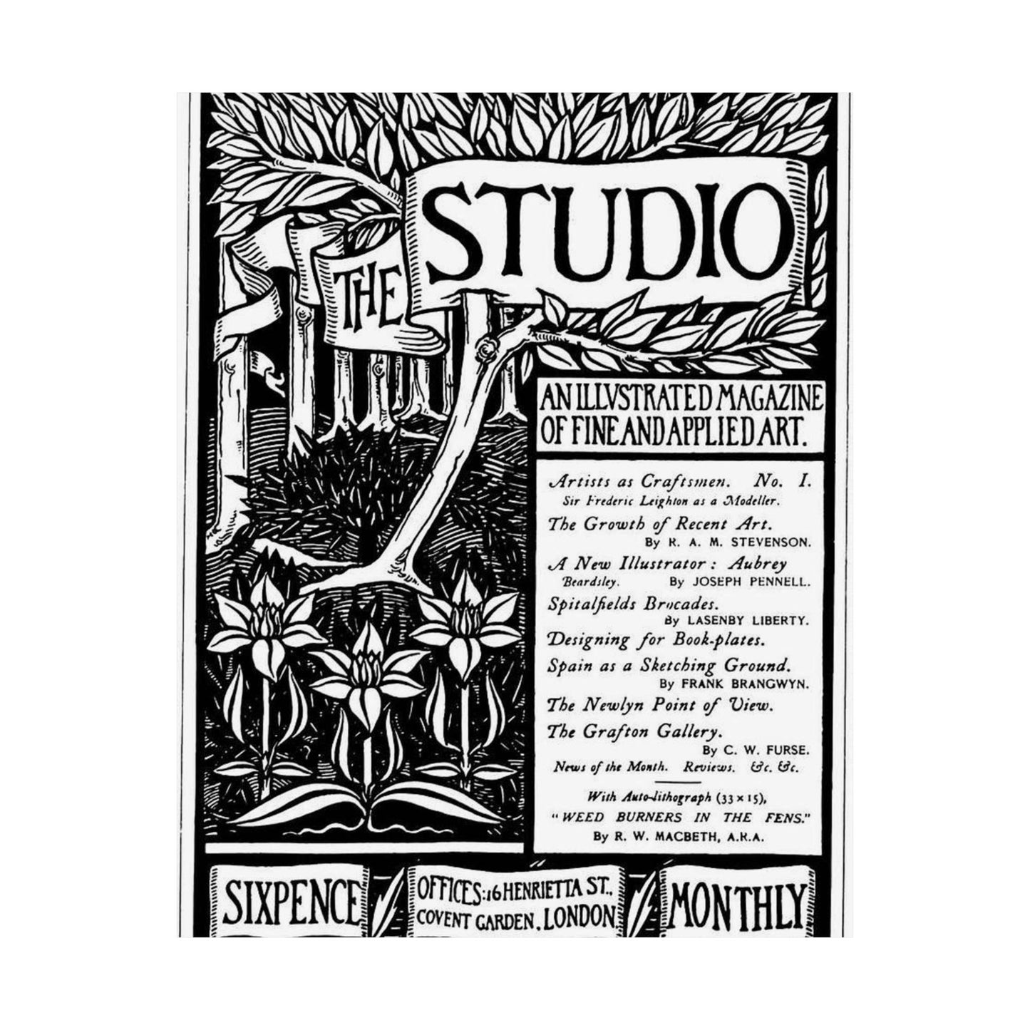 Aubrey Beardsley - Thestudiomagazinefirstcover High Quality Matte Wall Art Poster for Home, Office, Classroom