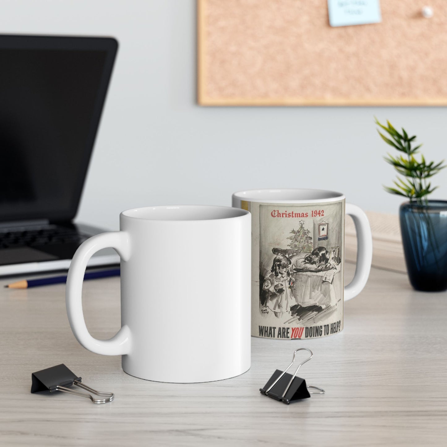 What Are You Doing to Help? Christmas 1942 Beautiful Novelty Ceramic Coffee Mug 11oz