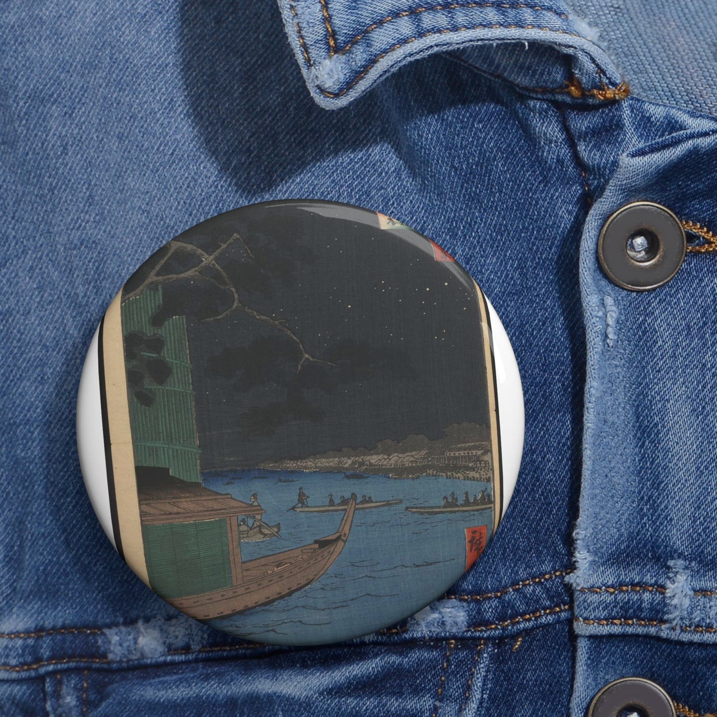 Gajō icchō, Andō Hiroshige - Public domain portrait drawing Pin Buttons with Crisp Design