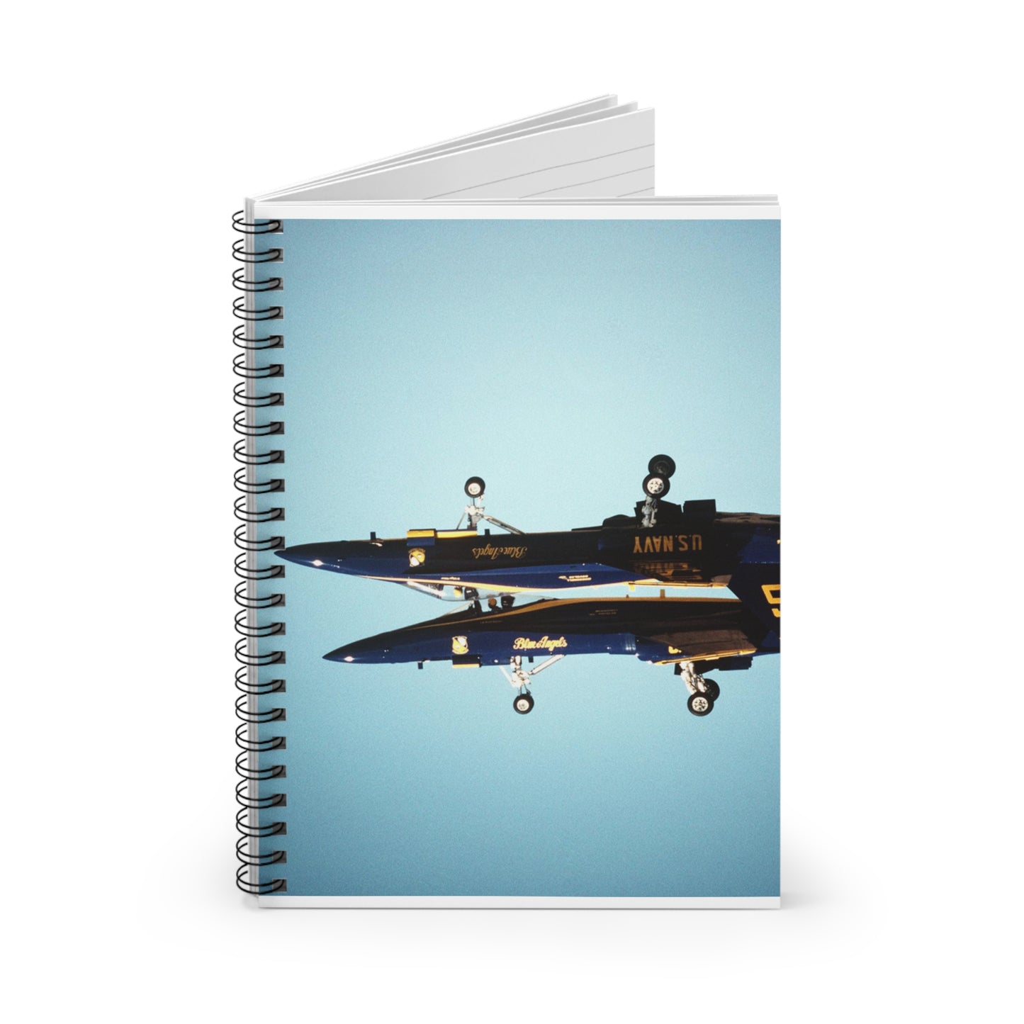 Two F/A-18A Hornet aircraft of the Blue Angels Flight Demonstration Squadron execute the Fortus maneuver during an air show Spiral Bound Ruled Notebook with Printed Cover