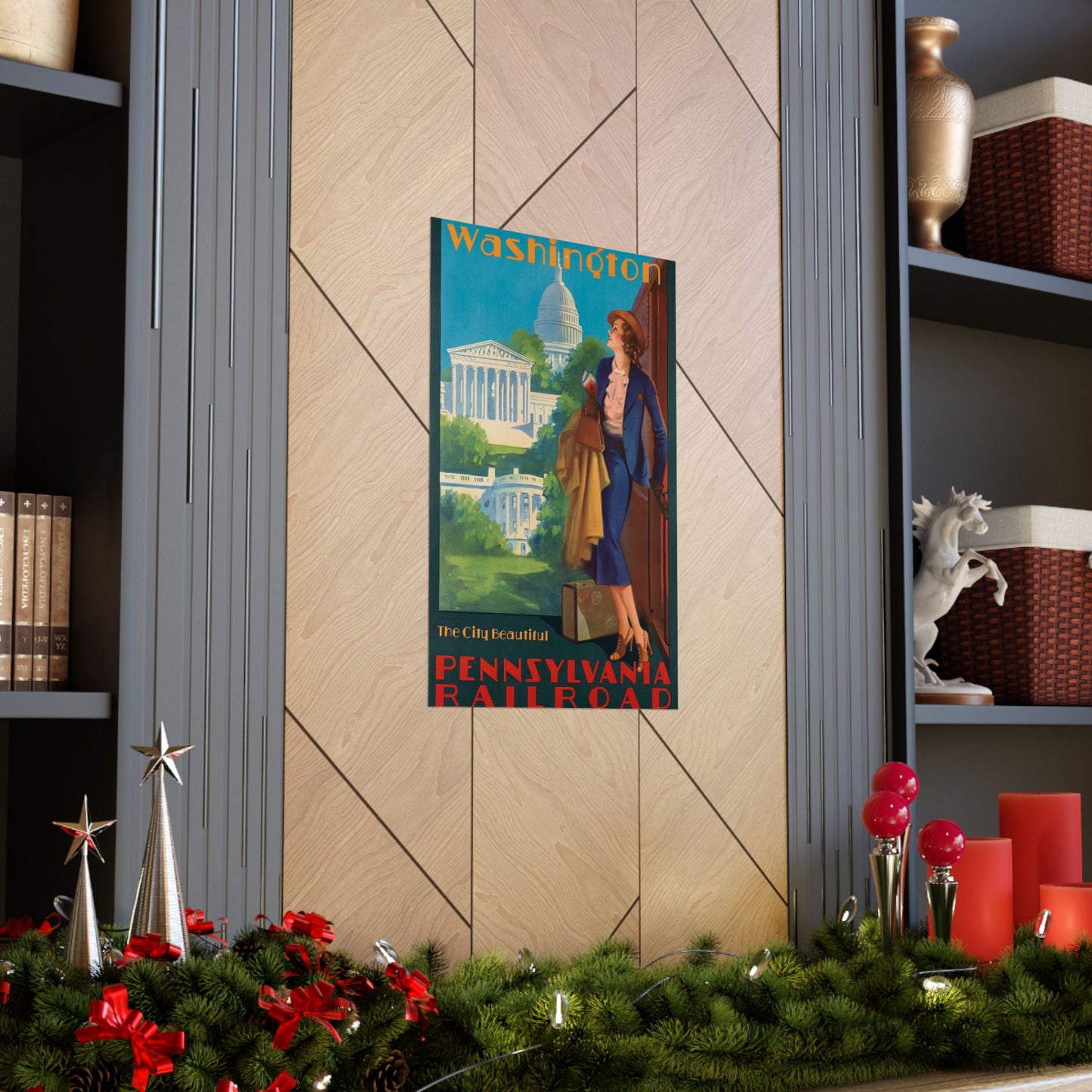 Washington—The City Beautiful, Pennsylvania Railroad poster, artwork by Edward Mason Eggleston High Quality Matte Wall Art Poster for Home, Office, Classroom