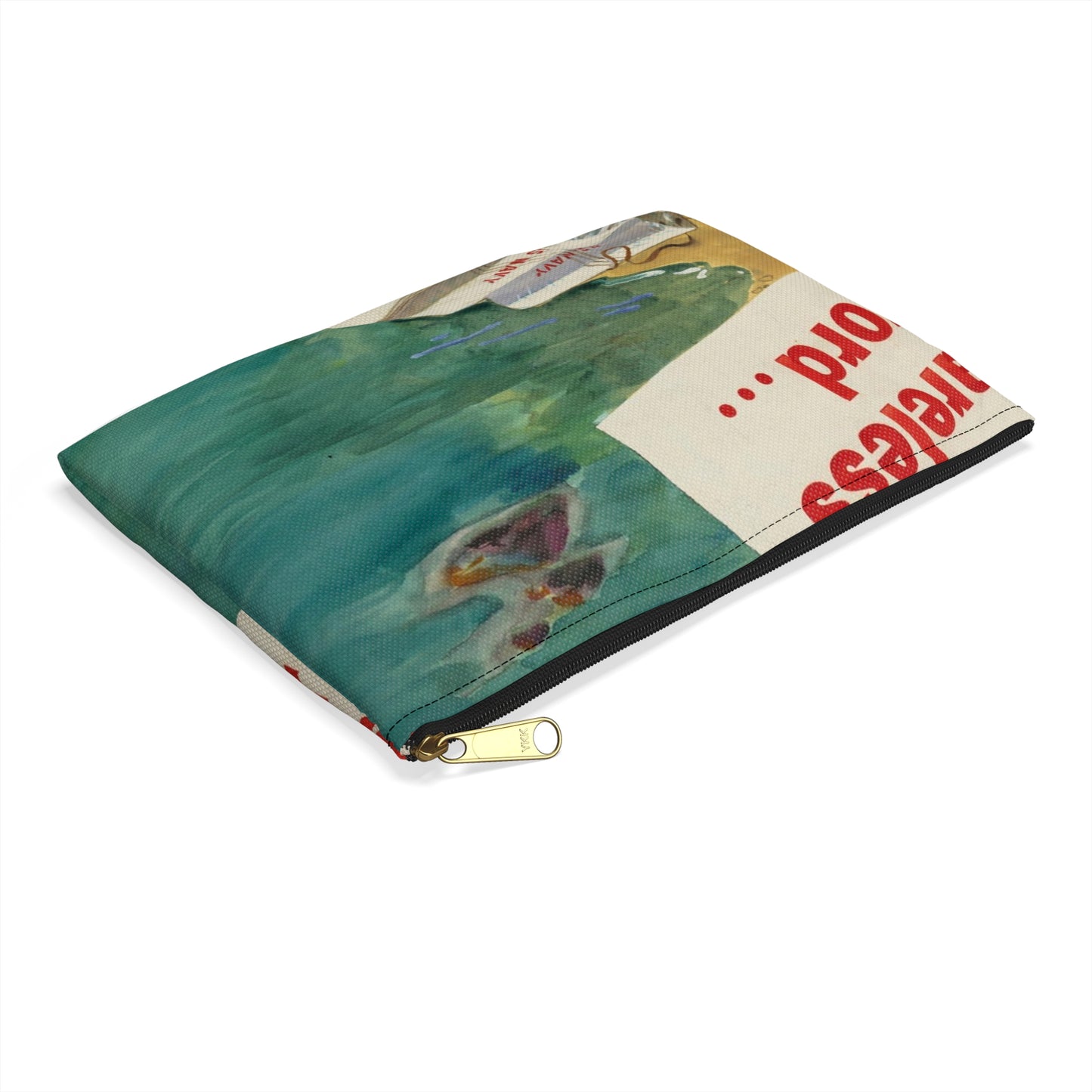 A Careless Word... Another Loss Large Organizer Pouch with Black Zipper
