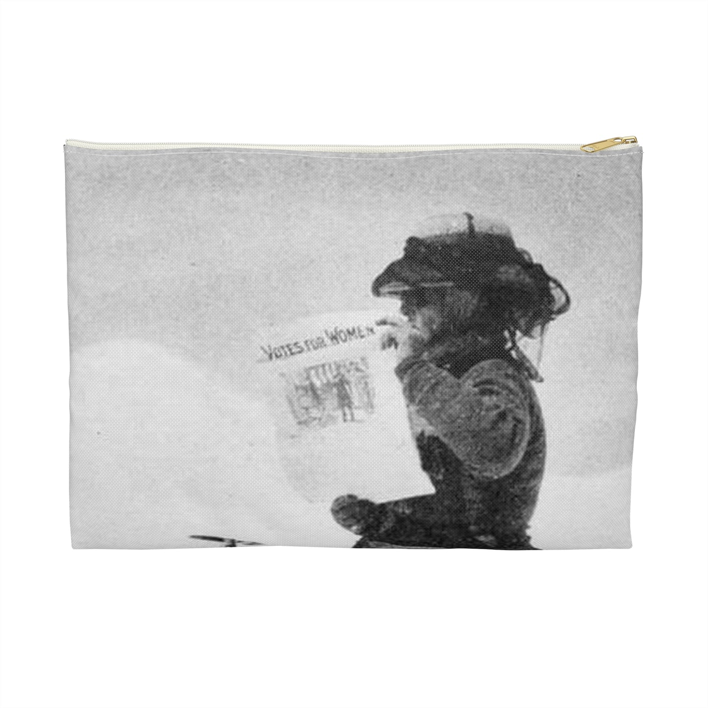 FannyBullockWorkmanVotesWomen - A woman standing in the snow holding a sign Large Organizer Pouch with Black Zipper