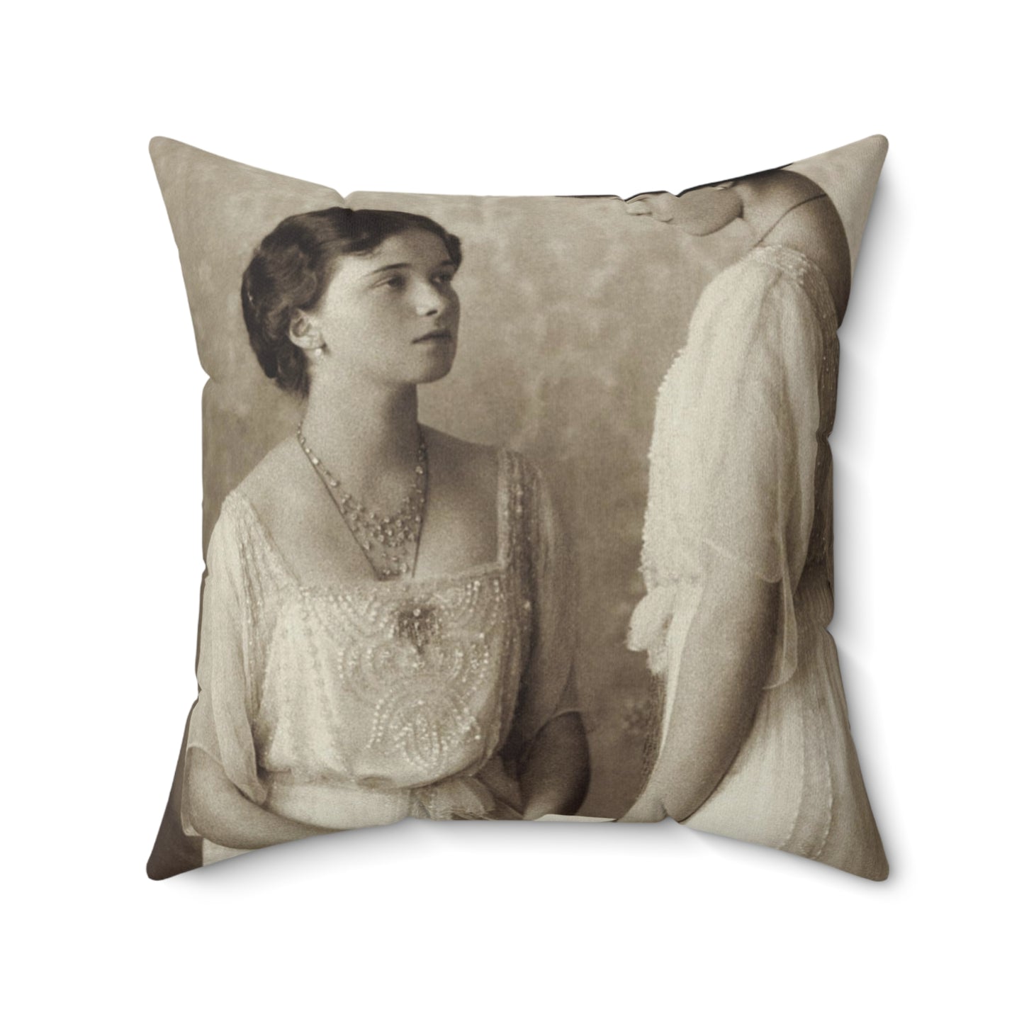Grand Duchesses Olga and Tatiana. 1913. Decorative Accent Square Pillow