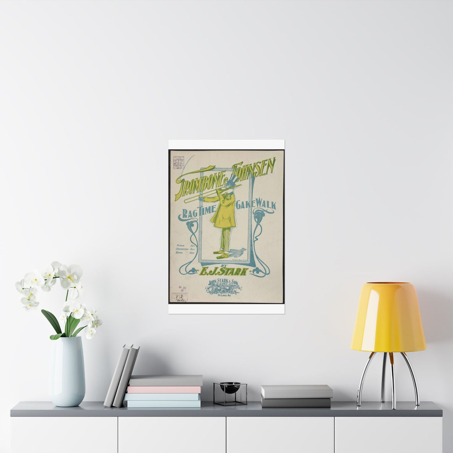 Trombone Johnsen, a Ragtime cake walk - Ragtime music High Quality Matte Wall Art Poster for Home, Office, Classroom