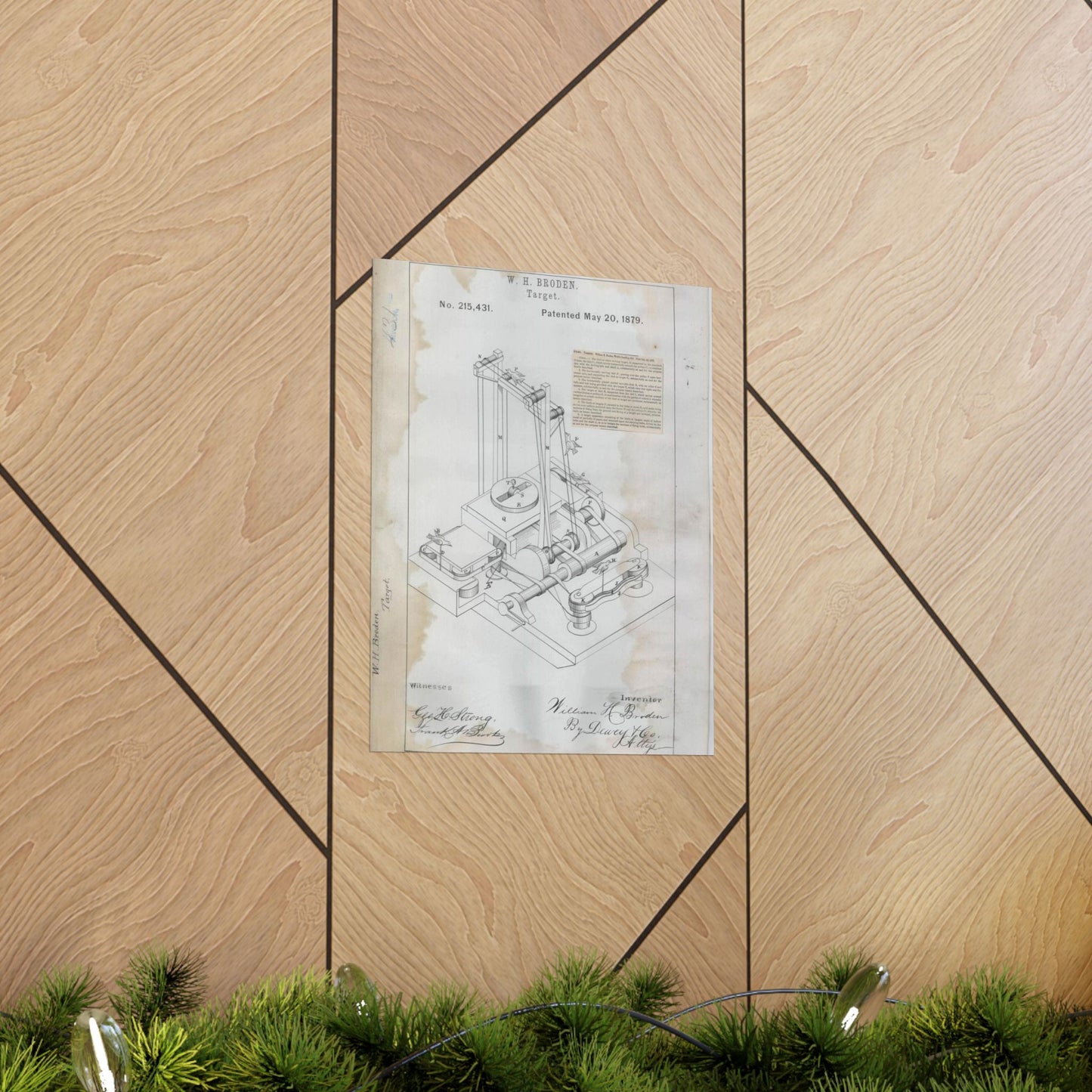 Patent drawing - for W. H. Broden's Target Public domain image High Quality Matte Wall Art Poster for Home, Office, Classroom
