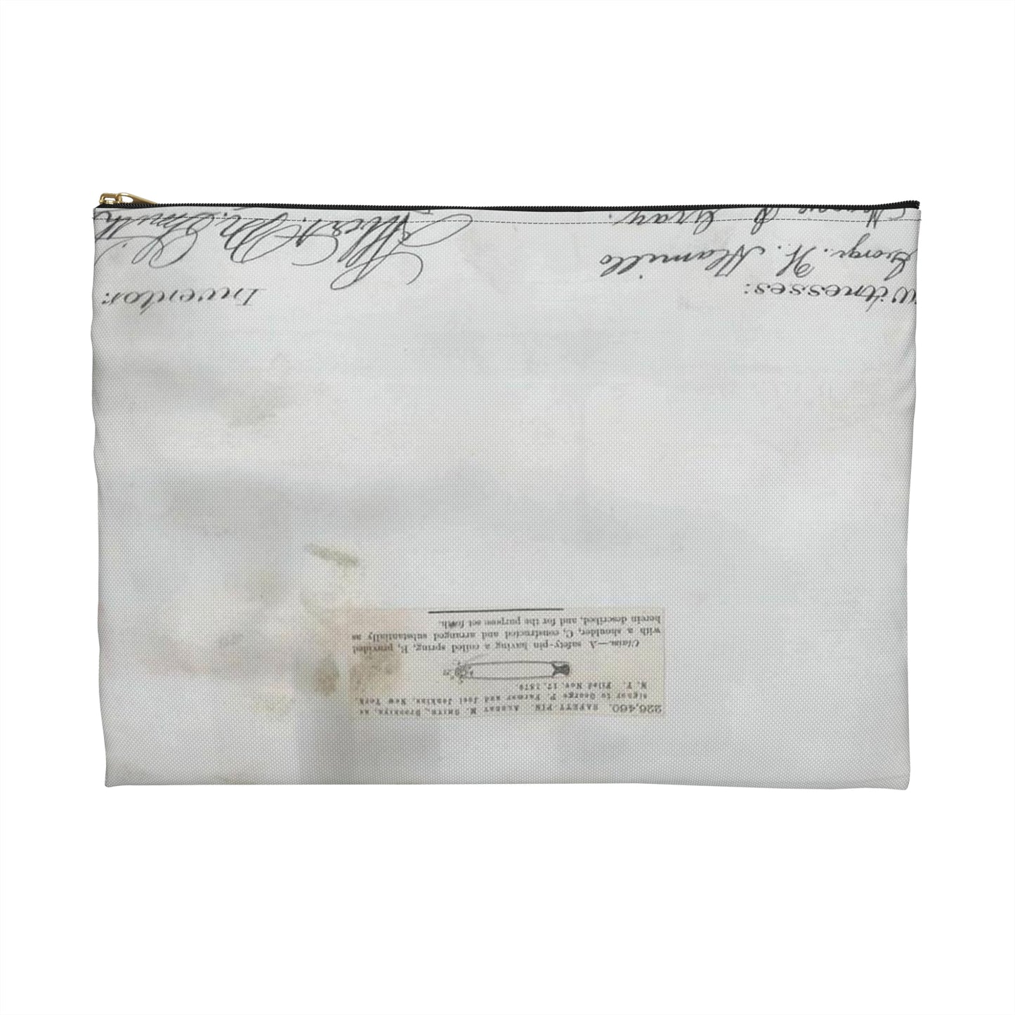 Patent drawing - for A. M. Smith's Safety Pin Public domain image Large Organizer Pouch with Black Zipper