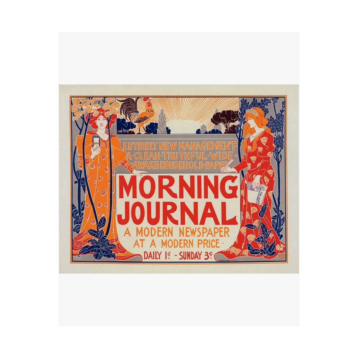 Louis Rhead - Affiche américaine pour le "Morning Journal". High Quality Matte Wall Art Poster for Home, Office, Classroom