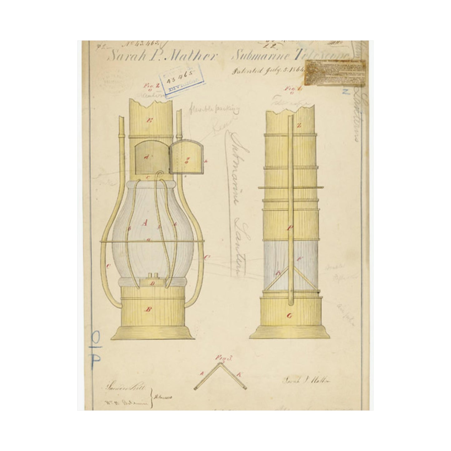 Patent drawing - Drawing of Submarine Telescope Public domain image High Quality Matte Wall Art Poster for Home, Office, Classroom
