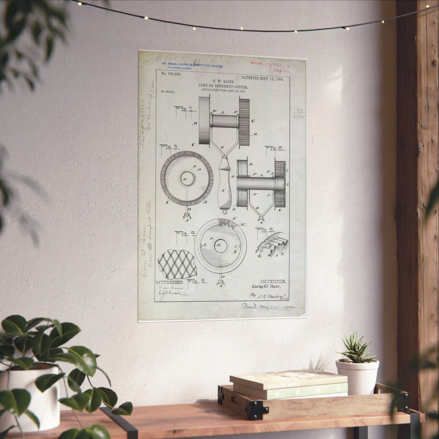 Patent Drawing of Engine - for G. W. Baier's Cake or Doughnut Cutter Public domain image High Quality Matte Wall Art Poster for Home, Office, Classroom