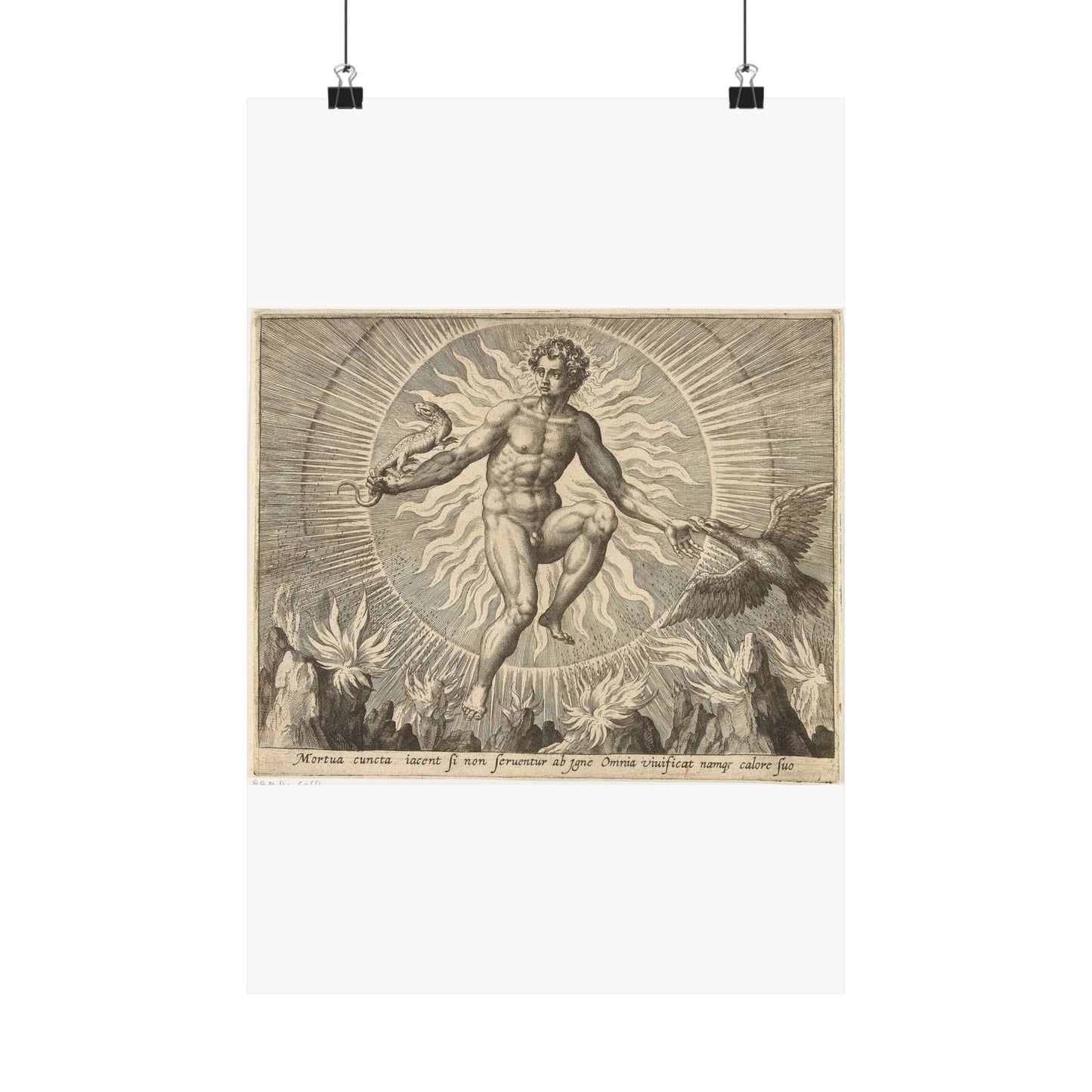 Adriaen Collaert - Vuur - Engraving, Public domain image High Quality Matte Wall Art Poster for Home, Office, Classroom