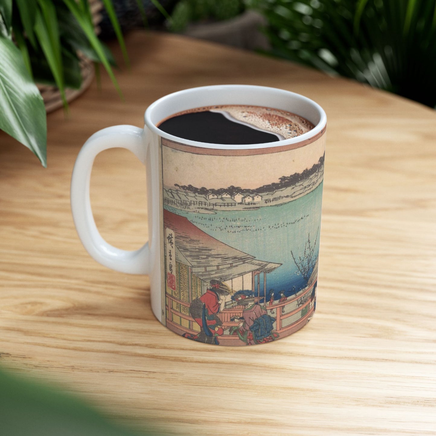 江戸高名会亭尽 池之端 蓬莱亭 青楼花見の休み - Public domain dedication. Metropolitan Museum of Art image. Beautiful Novelty Ceramic Coffee Mug 11oz