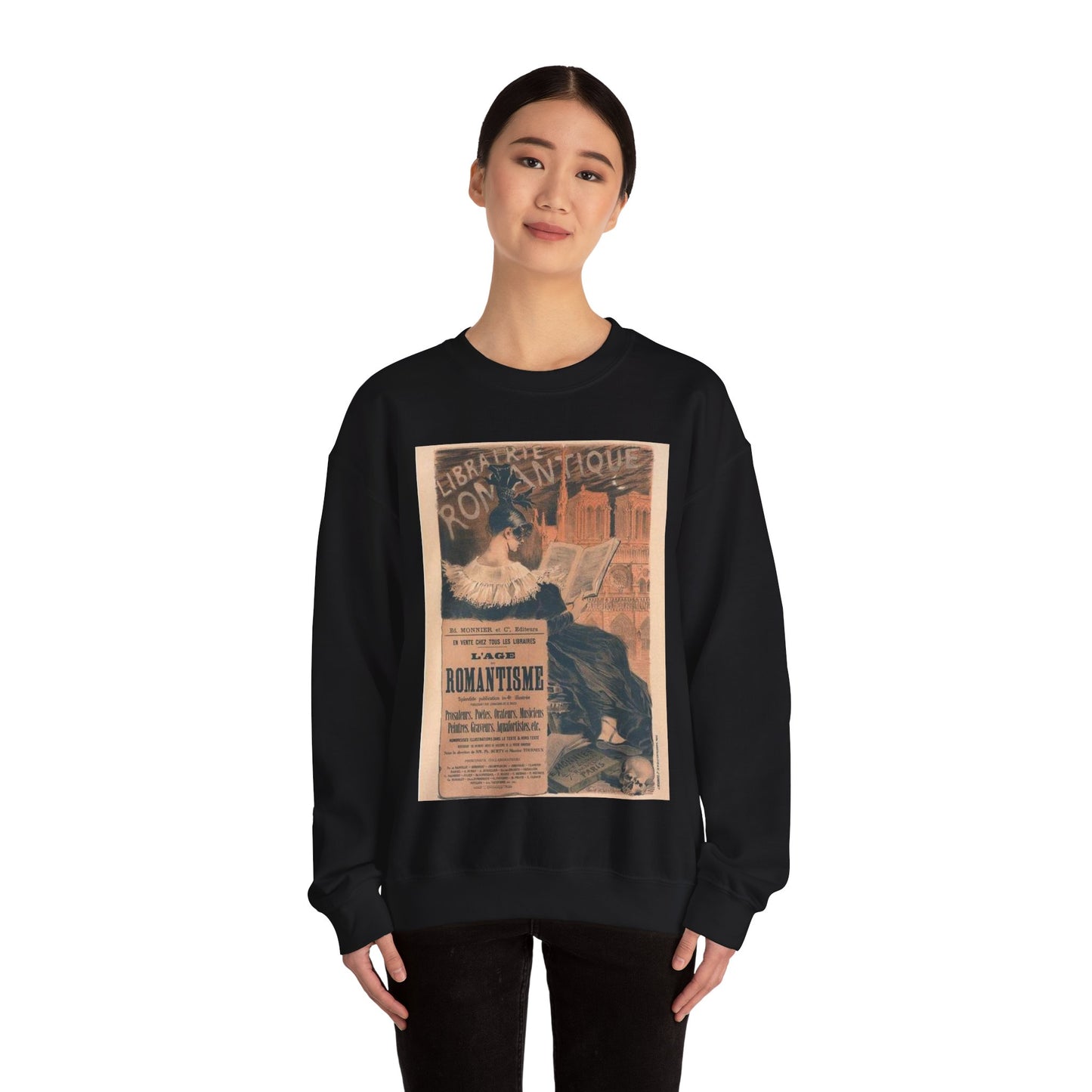 Affiche pour la "Librairie Romantique". Black Heavy Blend Adult Crew Neck SweatShirt