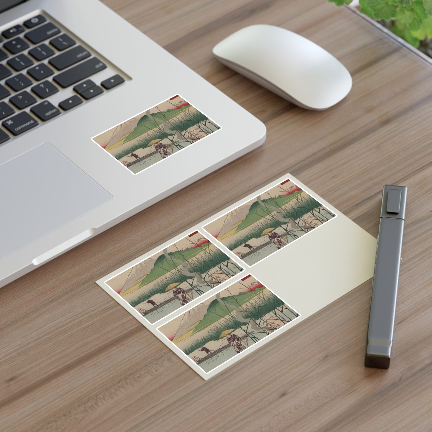 18 - The Sagami River - A painting of a man standing on a boat in a body of water Laminated UV Protective Vinyl Stickers