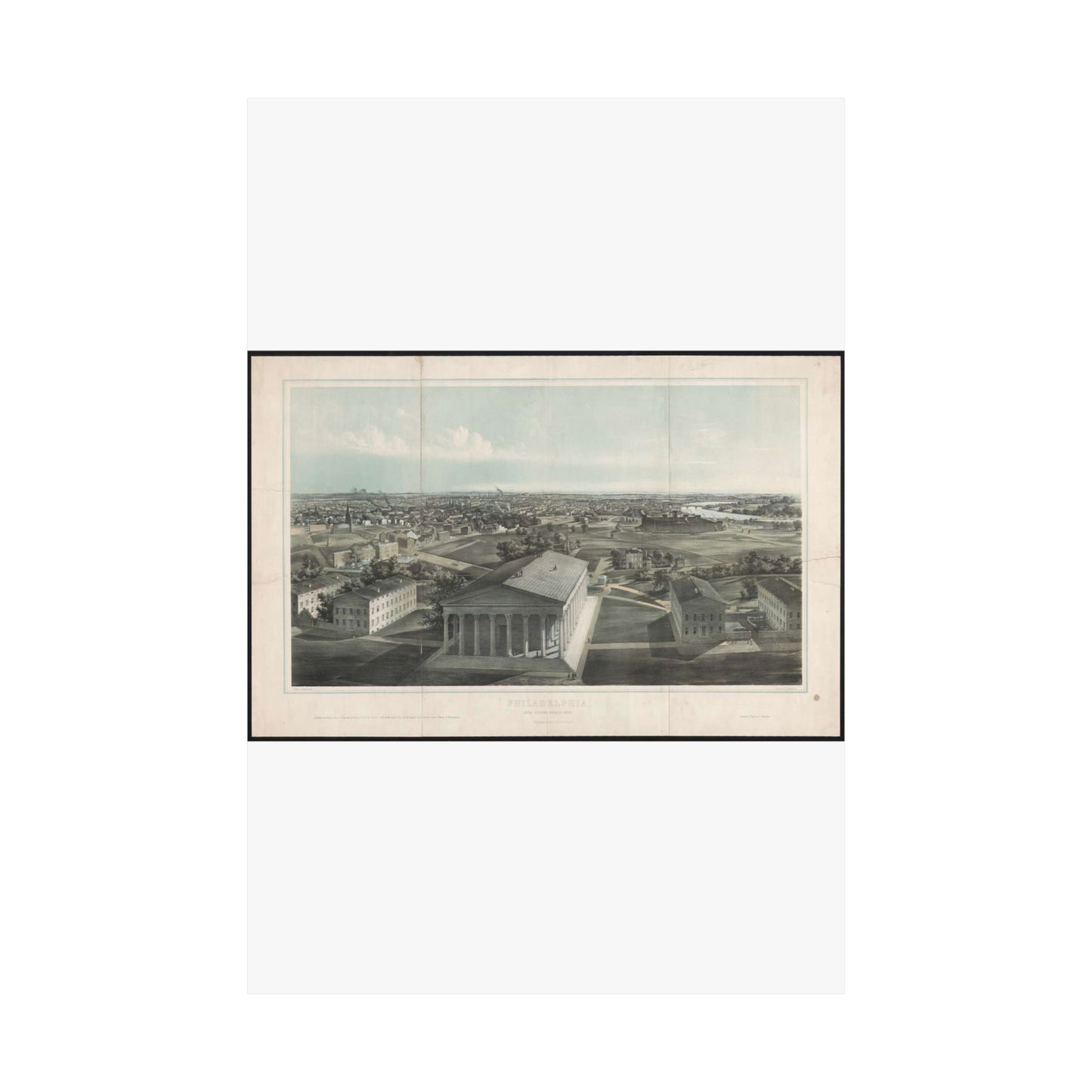 Philadelphia, from Girard College-1850 / J. W. Hill & Smith, del. ; lith. par B. F. Smith Jr. ; printed in tints by F. Michelin. High Quality Matte Wall Art Poster for Home, Office, Classroom