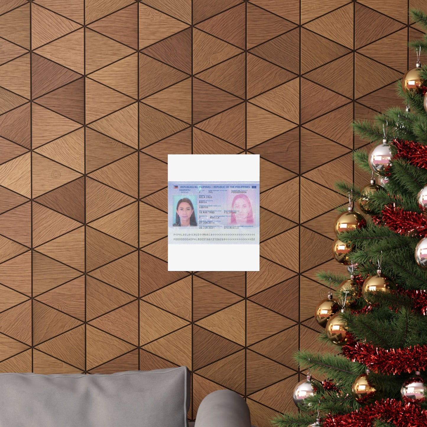 Philippine passport (2016 edition) data page (cropped) High Quality Matte Wall Art Poster for Home, Office, Classroom