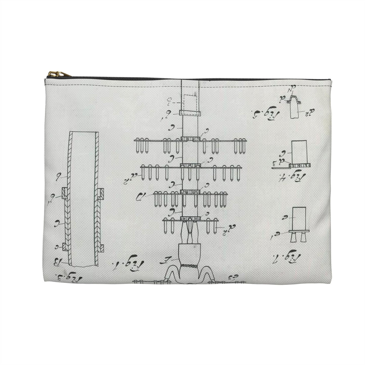 Patent drawing - for J. A. Earl's Candle Holder and Dish for Birthday Cakes Public domain image Large Organizer Pouch with Black Zipper