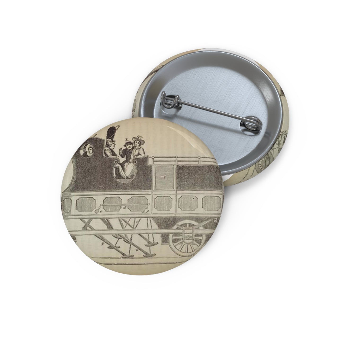 Patent Drawing of Engine - Patent steam coach, by the late Mr. David Gordon Public domain image Pin Buttons with Crisp Design