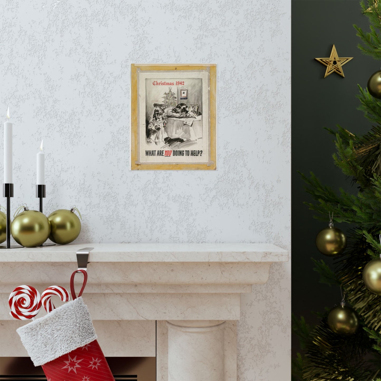 What Are You Doing to Help? Christmas 1942 High Quality Matte Wall Art Poster for Home, Office, Classroom