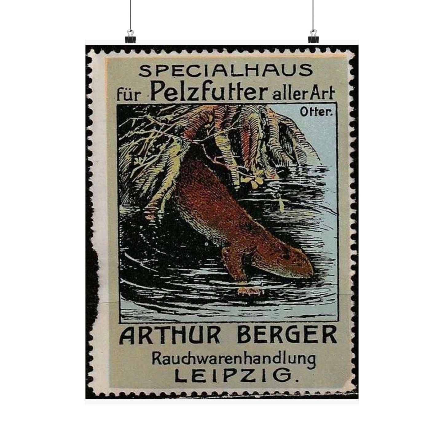 Arthur Berger, fur trader in Leipzig, c. 1910, brand advertisings (07) High Quality Matte Wall Art Poster for Home, Office, Classroom