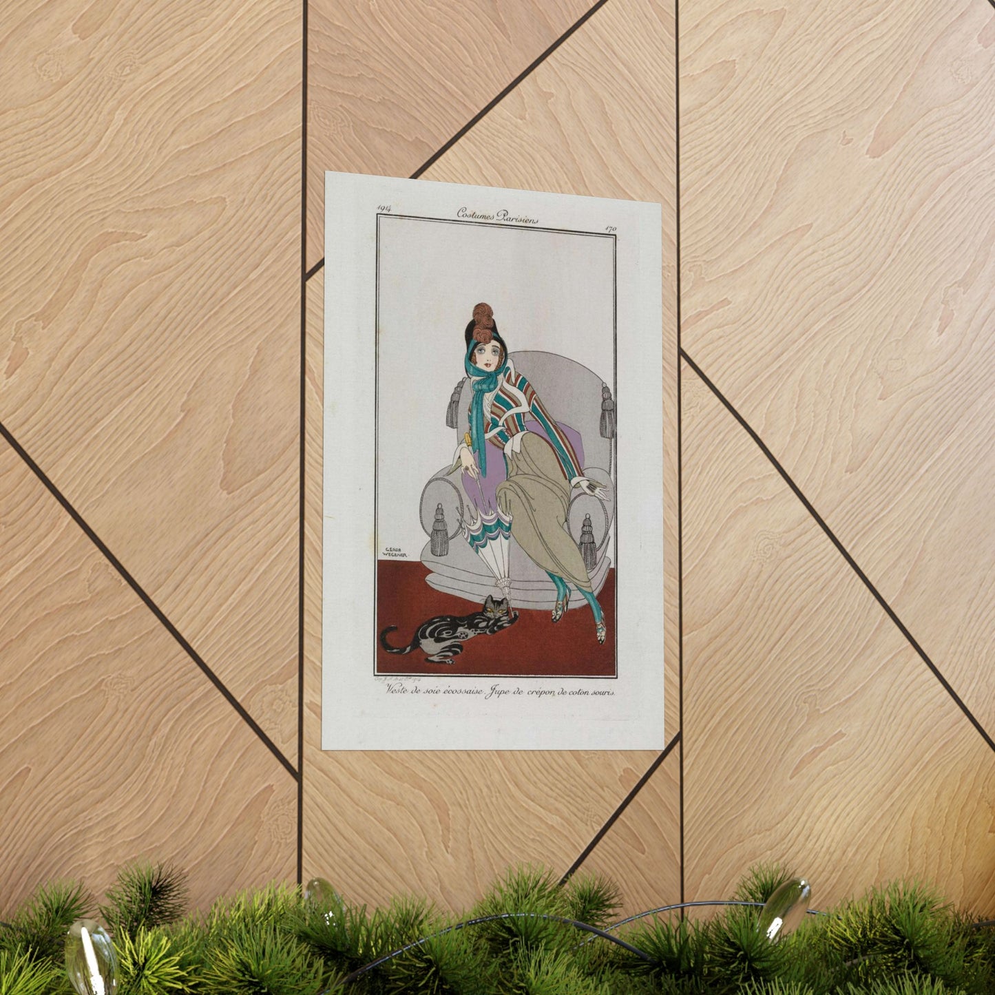 Jacket and skirt (Veste de soie écossaise. Jupe de crépon de coton souris) (CBL WEp 0946) High Quality Matte Wall Art Poster for Home, Office, Classroom