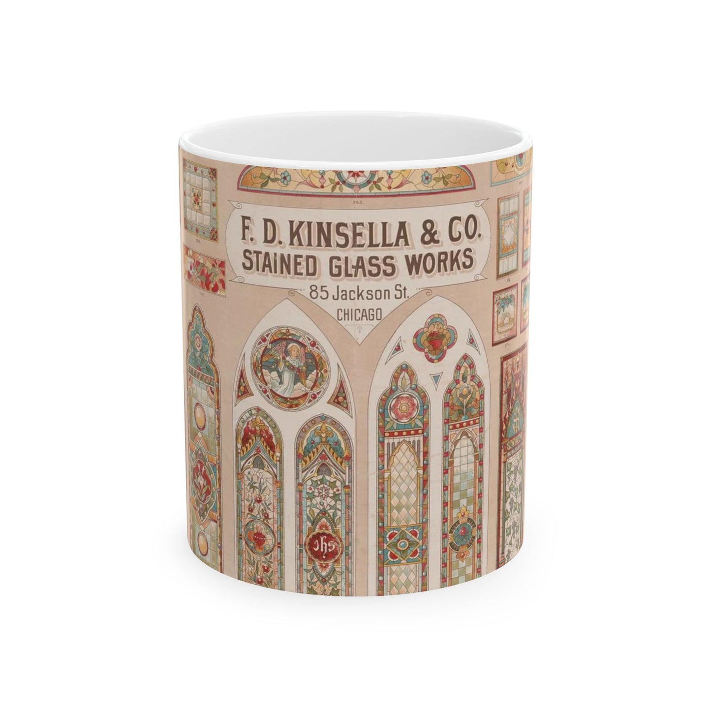 F.D. Kinsella & Co., stained glass works Beautiful Novelty Ceramic Coffee Mug 11oz