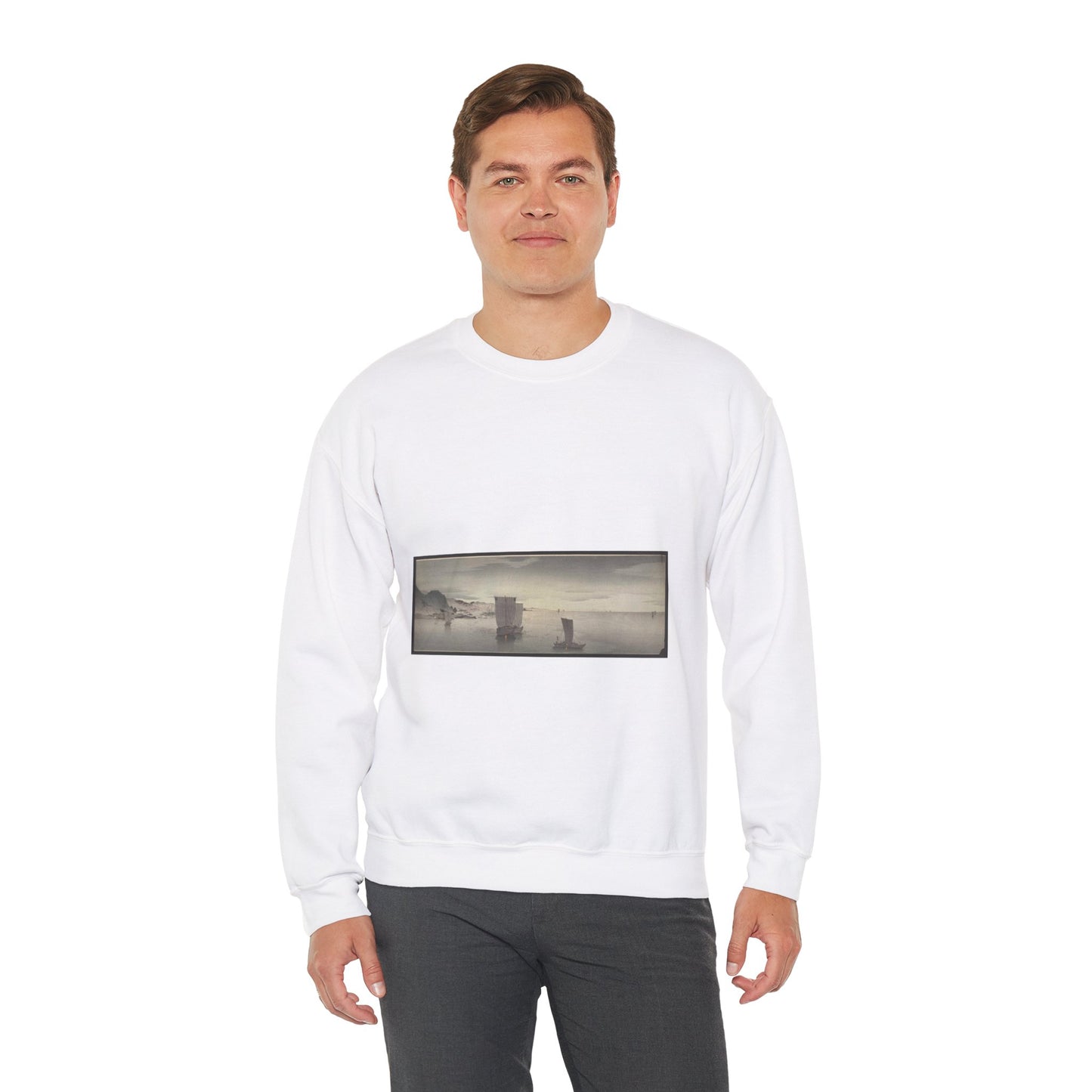 Yūgure no hansen - Public domain portrait drawing White Heavy Blend Adult Crew Neck SweatShirt