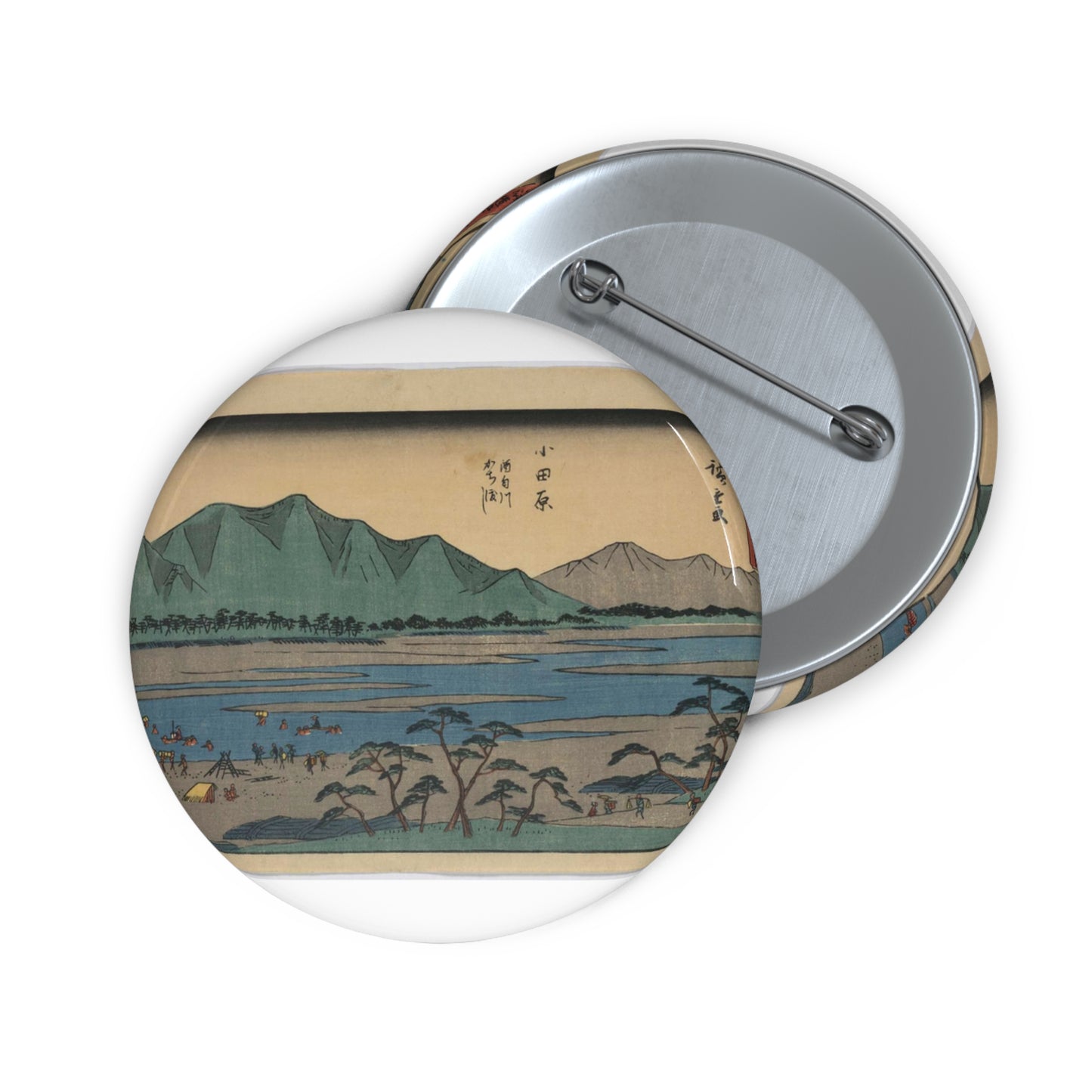 Utagawa Hiroshige - Odawara, Ando Hiroshige - Ukiyo e print Pin Buttons with Crisp Design