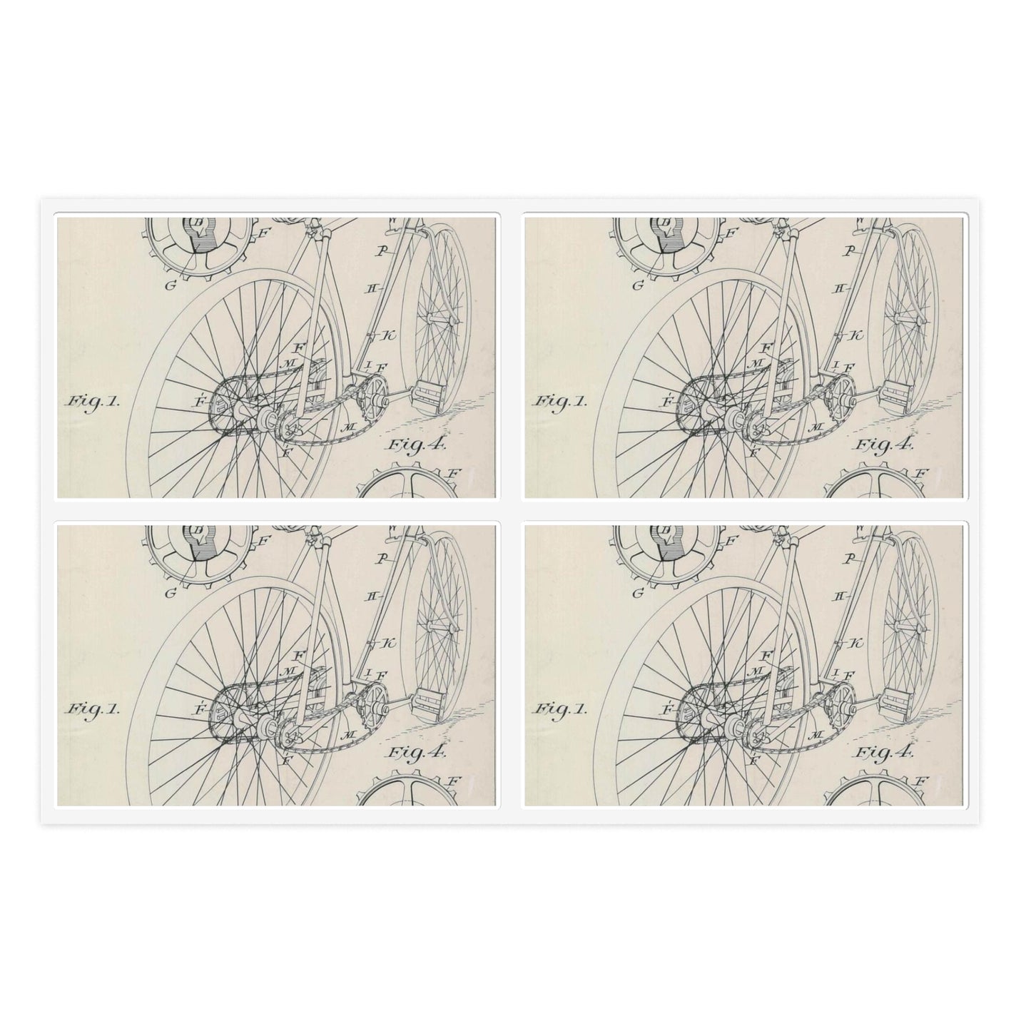 Patent drawing - for J. J. Hentz' Bicycle Public domain image Laminated UV Protective Vinyl Stickers