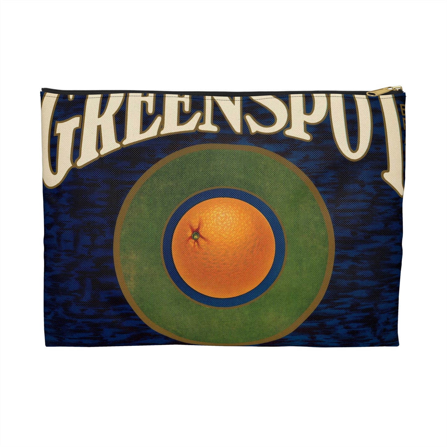 Greenspot Brand: Gold Buckle Association, East Highlands, California Large Organizer Pouch with Black Zipper