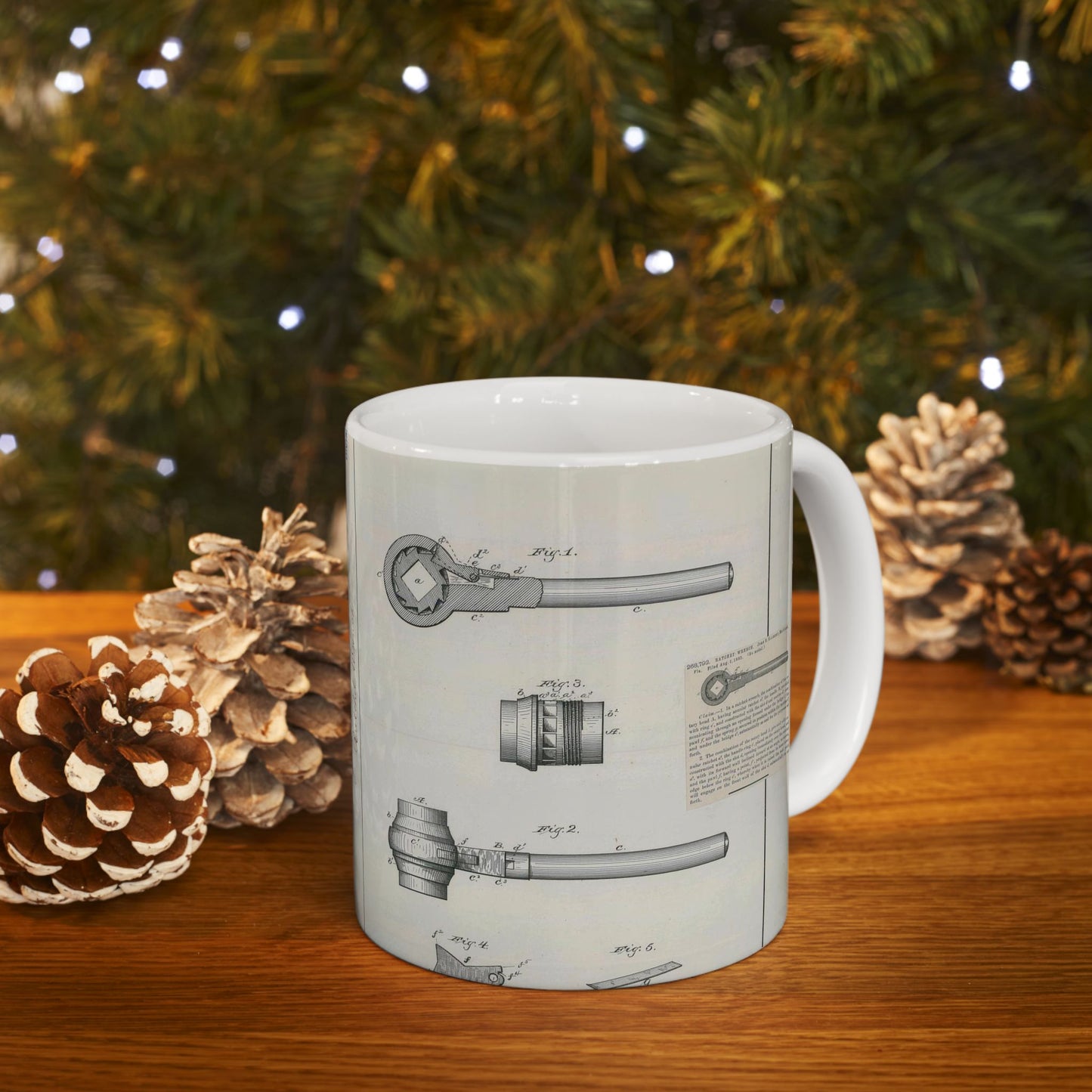 Patent Drawing of Engine - for J. B. Halbert's Ratchet Wrench Public domain image Beautiful Novelty Ceramic Coffee Mug 11oz